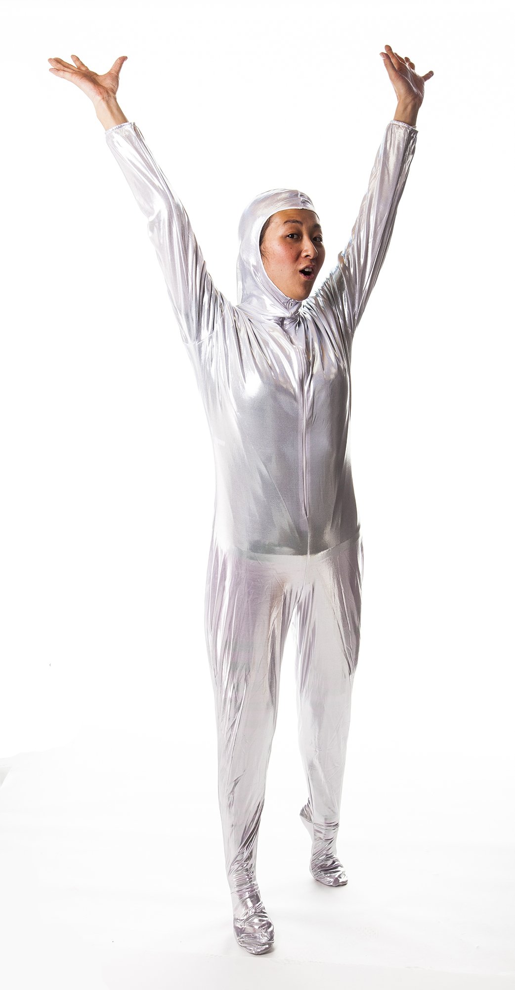 ※説明文必読　全身タイツ　シルバー　ツルスベ素材 説明文必読 全身タイツ シルバー ツルスベ素材