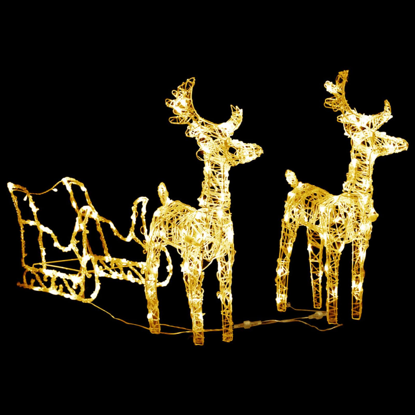 ARKEM Decorazione Natalizia Renne e Slitta 320 LED Acrilico,Slitta e Renne Luminose con LED a Pile per Interni ed Esterni