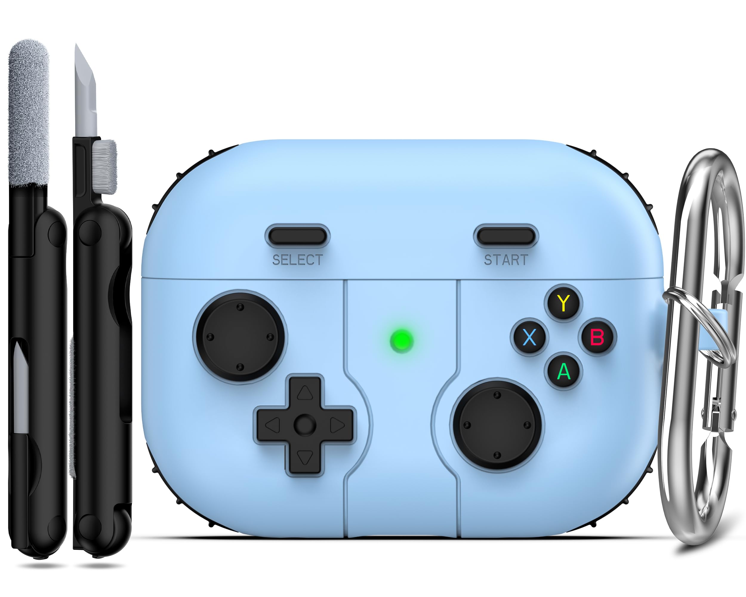 RFUNGUANGO - Funda para AirPods Pro 3 con Cierre y Kit de Limpieza, Transparente, rígida, para Videojuegos, con Soporte para teléfono Integrado, antigolpes （Naranja） — view 21