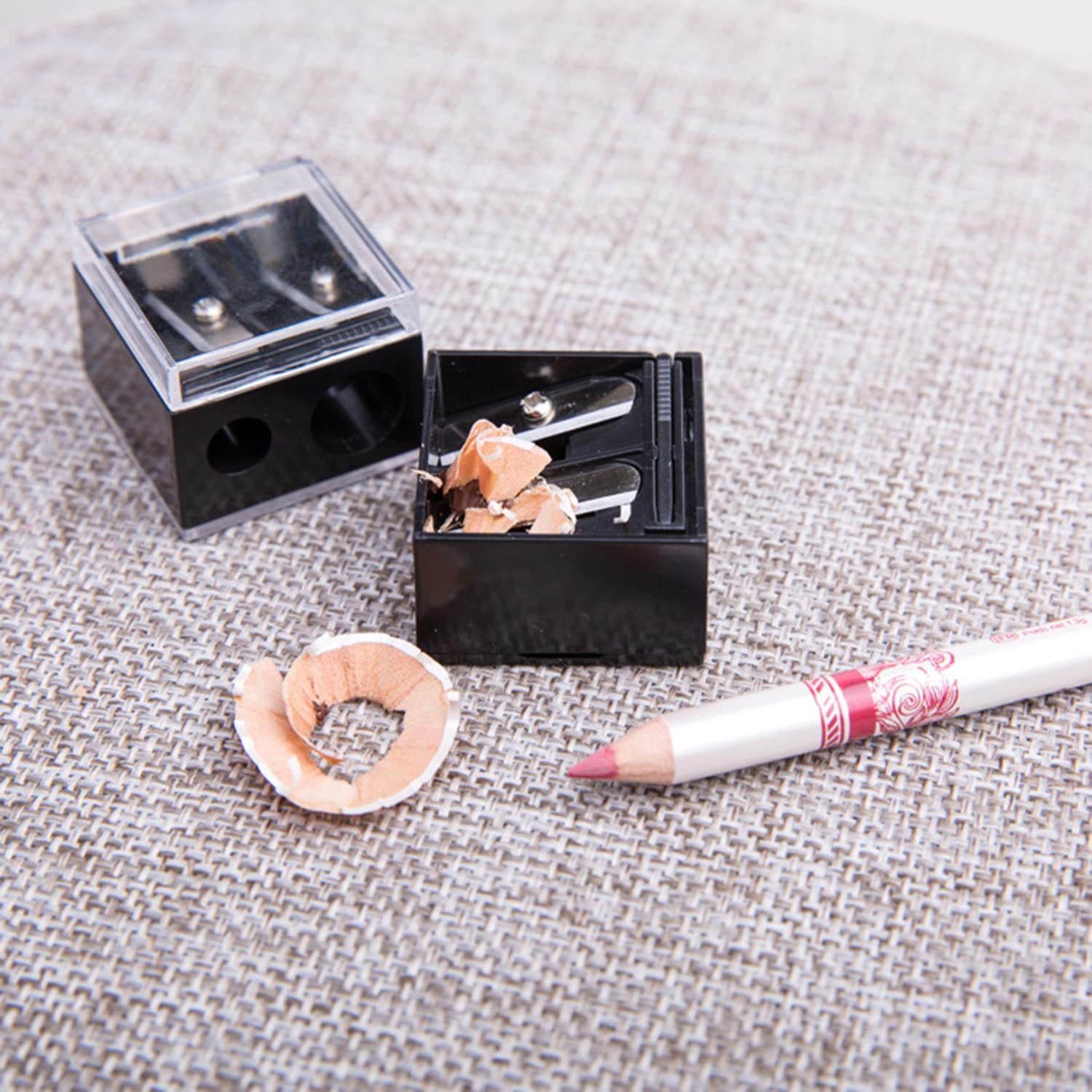 Taille Crayon Maquillage,Taille-Crayon Double Trou,2 Trous Maquillage Double Crayon Sharpeners,Taille-Crayon Maquillage Des Yeux,Pour eye-liner,Crayon à sourcils,Crayon à lèvres,Noir