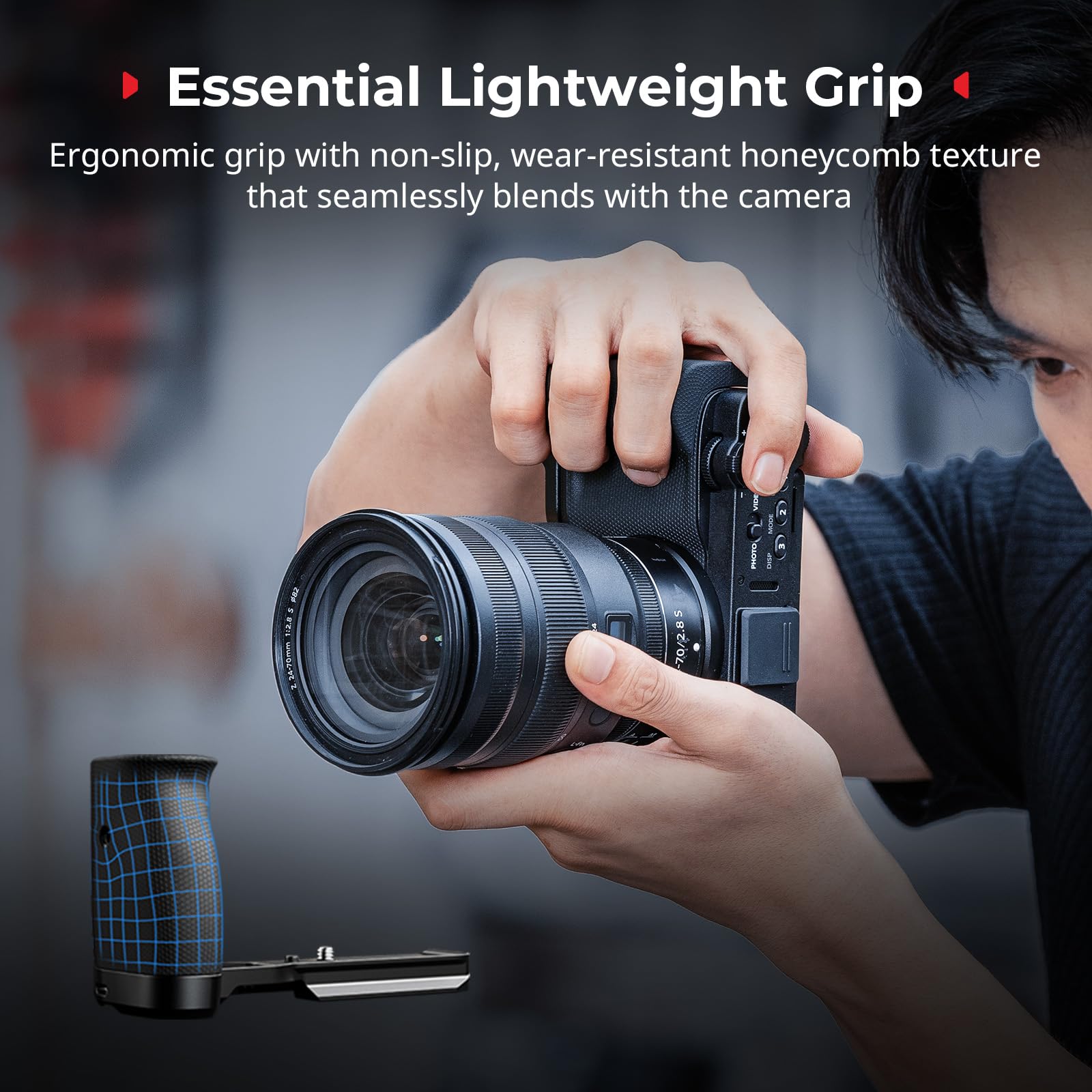 SMALLRIG Poignée en L pour Nikon ZR avec Grip Ergonomique en Silicone, Filetage 1/4", clé magnétique, Plaque de Fixation Rapide intégrée pour Arca, en Marche Rapide sur trépied, 5466