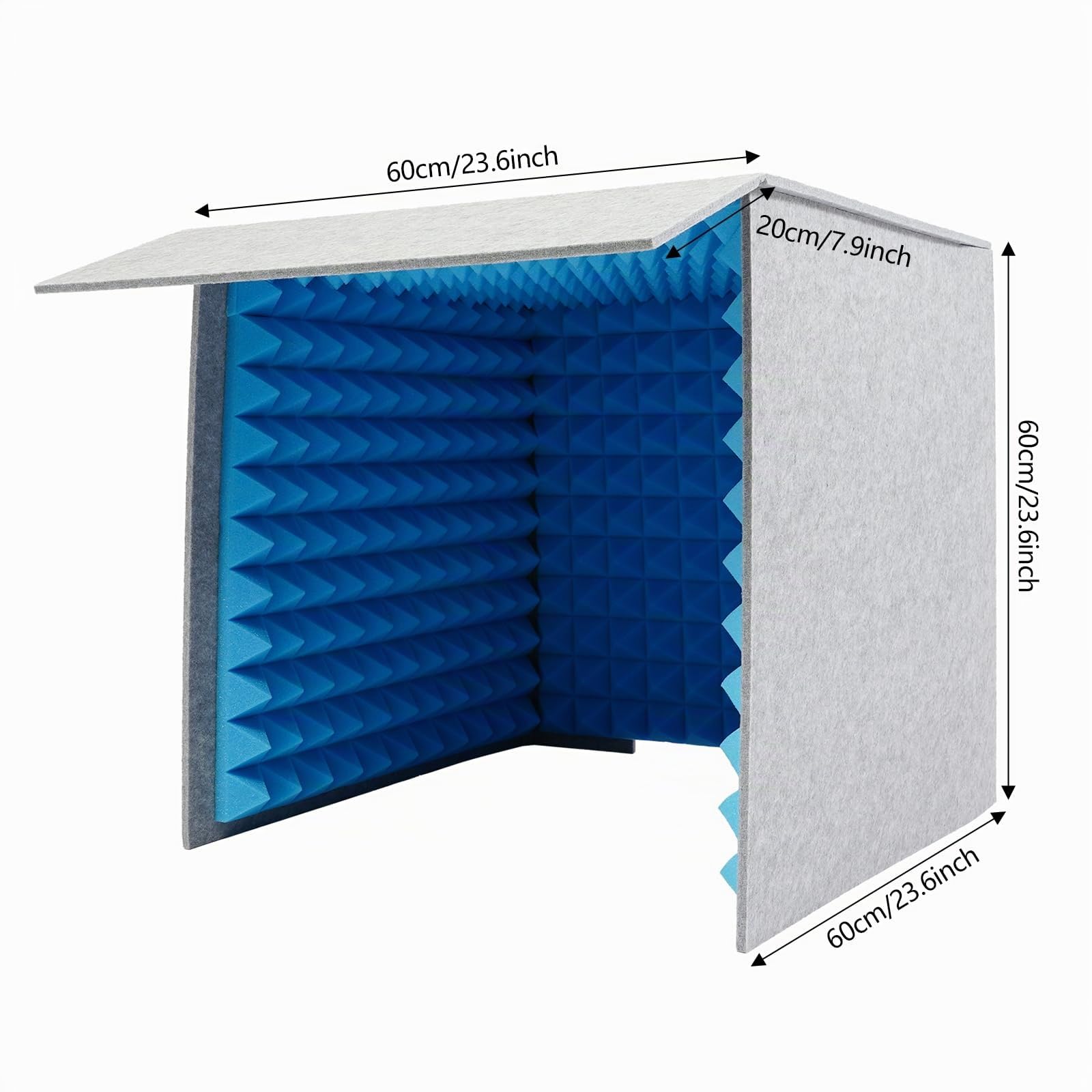 Desktop Schalldichte Abdeckung Vocal Recording Booth, Vocal Schallabsorbierende, 60 × 60 cm Faltbares Desktop Aufnahmestudio, Tragbare Tonaufnahme, Akustikpaneele
