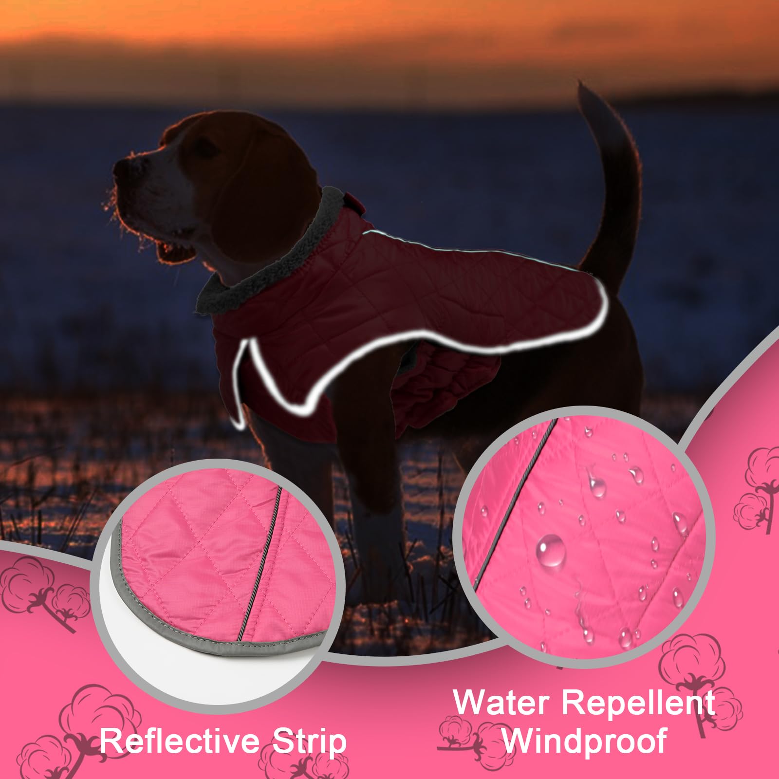 Fragralley Abrigo para perro, impermeable, resistente al viento, abrigo reflectante para clima frío con agujero para arnés, chaleco de forro polar cálido para perro, ropa de cachorro pequeño, mediano