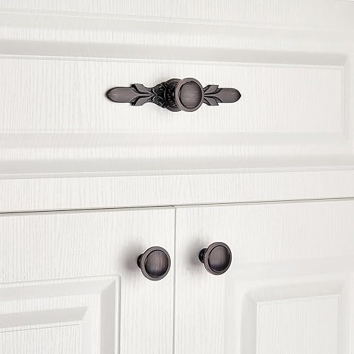 Miniatura 6 de Aandxomk - Juego de 10 pomos de bronce aceitado para armario de cocina de 5.8 pulgadas con placas, herrajes para gabinete, oficina, baño, tocador,