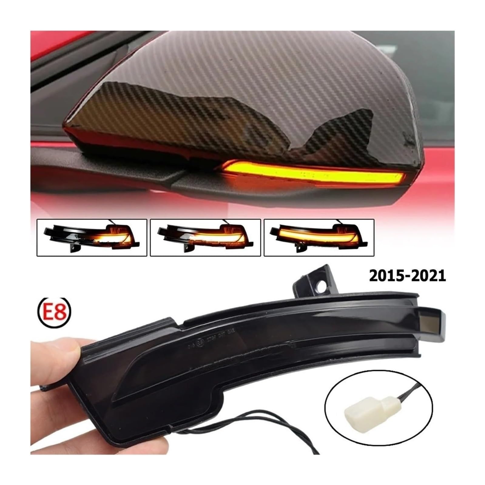 Para Mustang S550 2015-2021 Lámparas Señal Giro Indicador Luz Secuencial Espejo Lateral Dinámico Luces Intermitentes Dinámicas Señal Giro Espejo