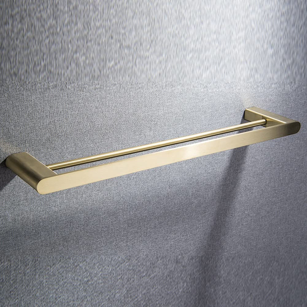 Estantes de baño Toallero de toallero Material de acero inoxidable dorado Toalleros cuadrados de una sola palanca, toallero simple de 60 cm montado en la pared Toallero para baño Cocina (Color : Singl