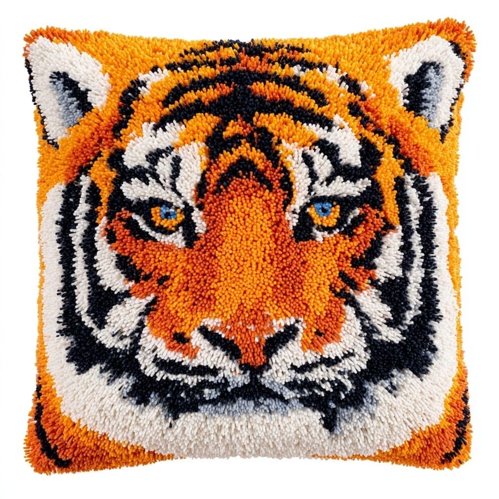 AxiangziK Latch Hook Rug Cushion Kit 43x43cm,Tiger
