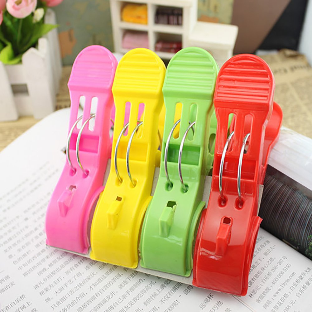 Gemini_mall Multicolour Gemini_mall® 4Pcs Big Windproof Clothes Hanging Peg Quilt Sheet Clip Beach Towel Clips, Random Colour