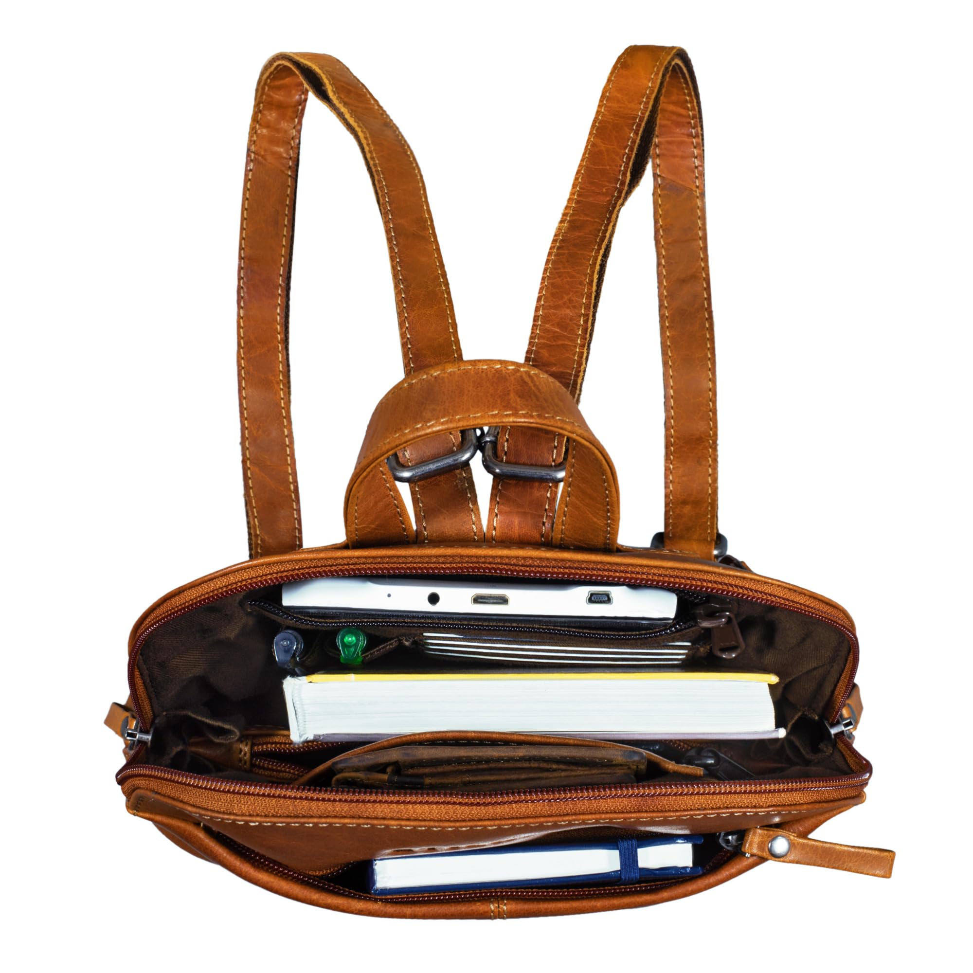 STILORD Olivia Mochila Cuero Mujeres - Daypack City-Mocila pequeño Bolsa de Hombro para Diario Salir o Trabajo de Auténtica Piel Color:Cannes - marrón