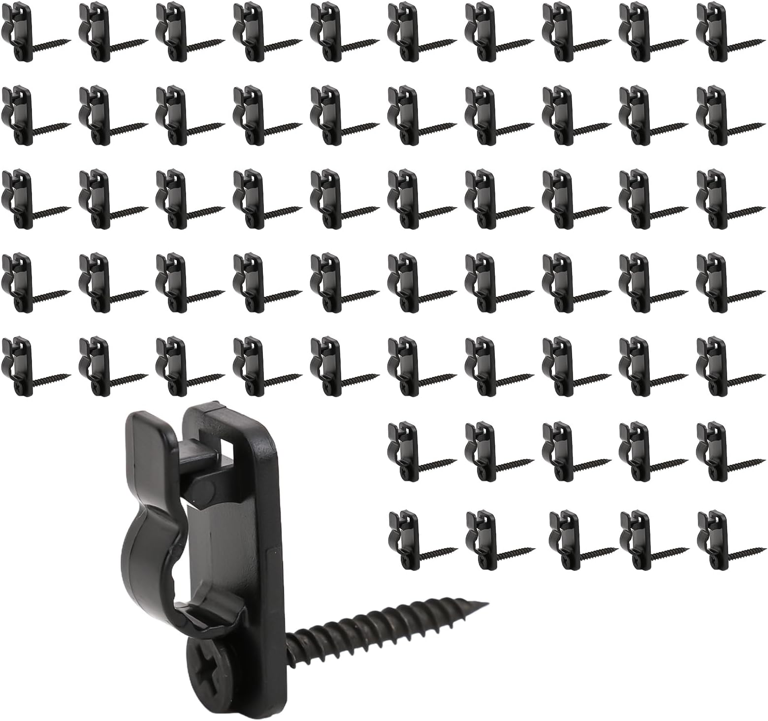 – 60 Pcs Outdoor String Lights Clips, Screw in Hooks Hooks for Garden Lights Fairy Light Clips Outside String Light Hooks for Christmas, Festival, Patio, Potted Plants, Fence Decorations Black