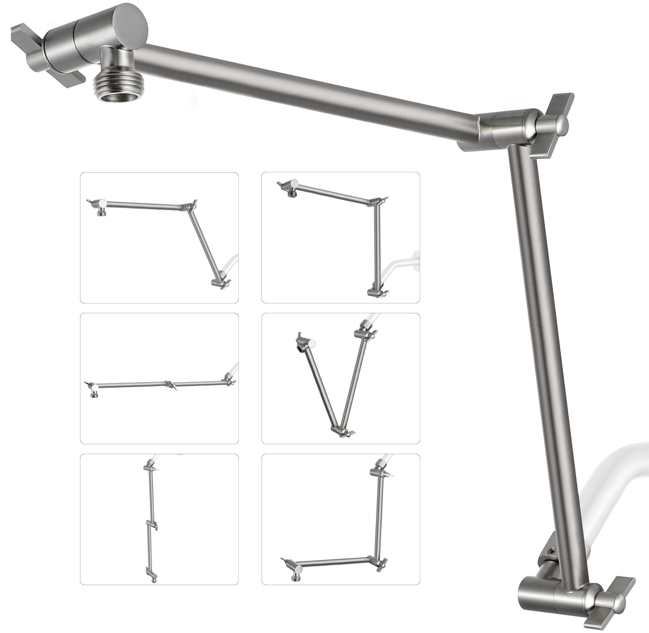 G-Promise 20 Inch Solid Brass Shower Head Extension Arm (Brushed Nickel)