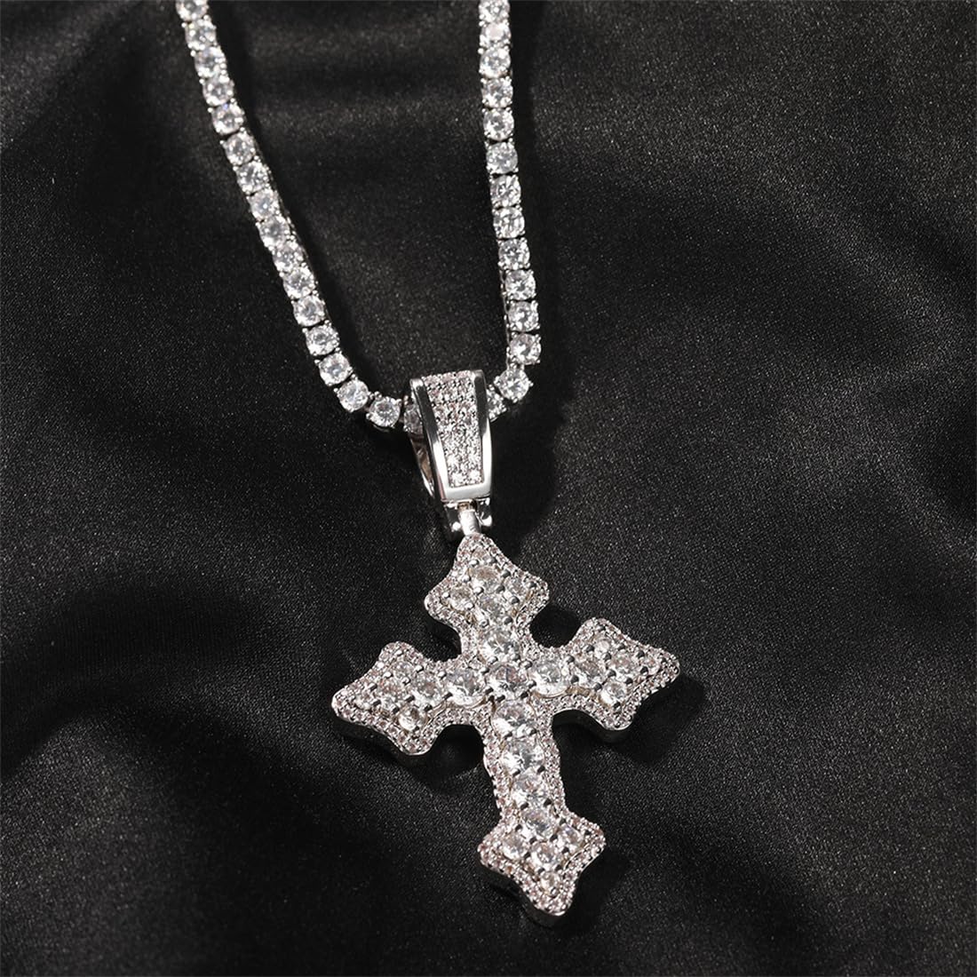 Zirconia Cruz Collar Colgante, Vintage Hip Hop Mens Street Collar Colgante Personalizado