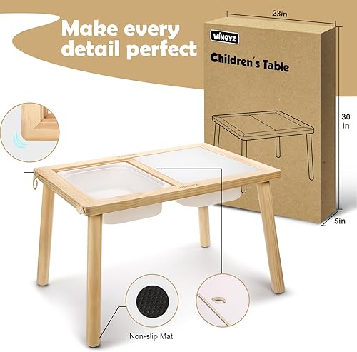 Miniatura 6 de Mesa infantil para jugar, estudio, comedor, juguetes, almacenamiento, mesas sensoriales para niños pequeños, mesa de actividades con contenedores de