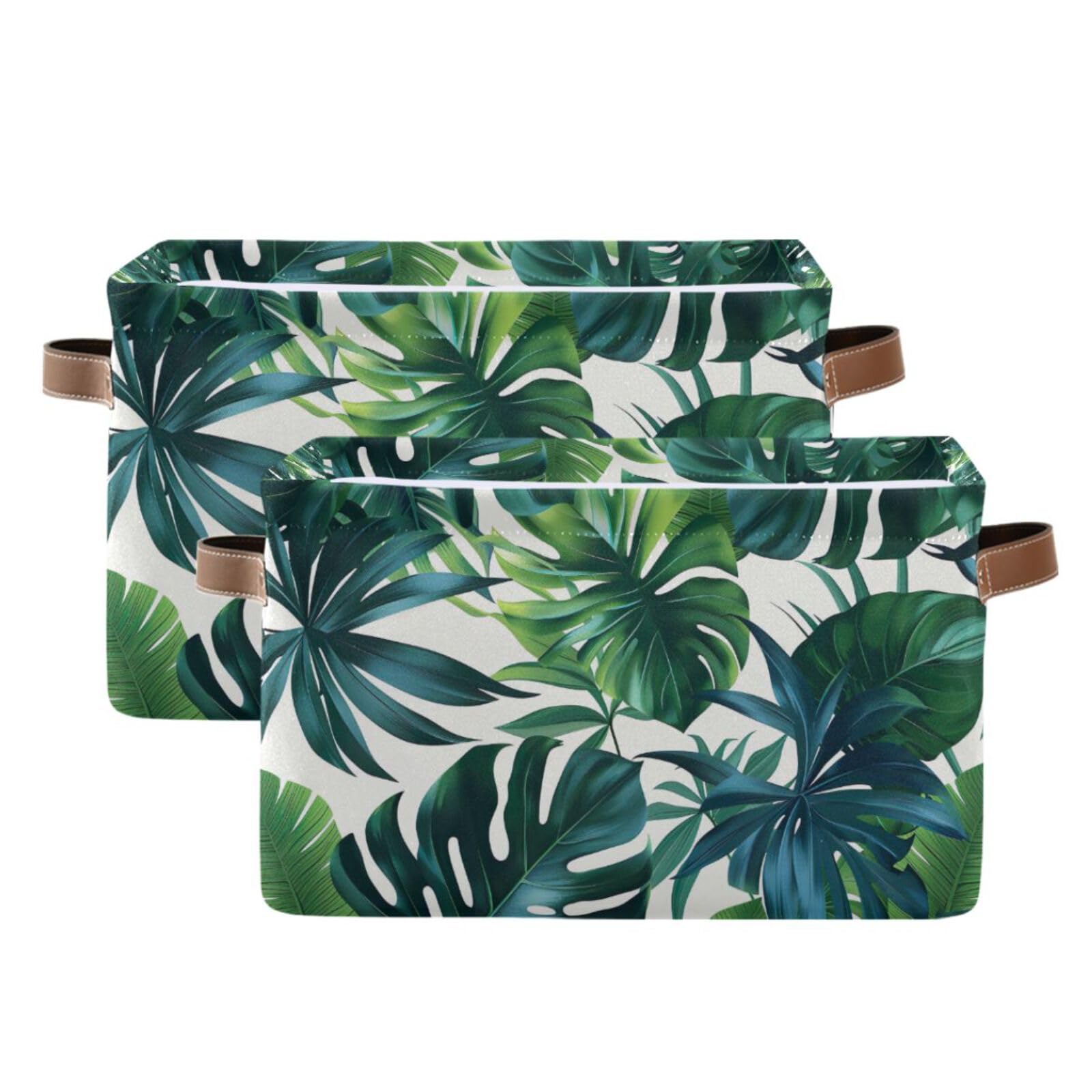 Grckit A Tropical Leaves Pattern Storage Baskets Foldable Fabric Baskets Large Storage Bins For Organizing Shelves Closet Home, Decorate Your Rooms