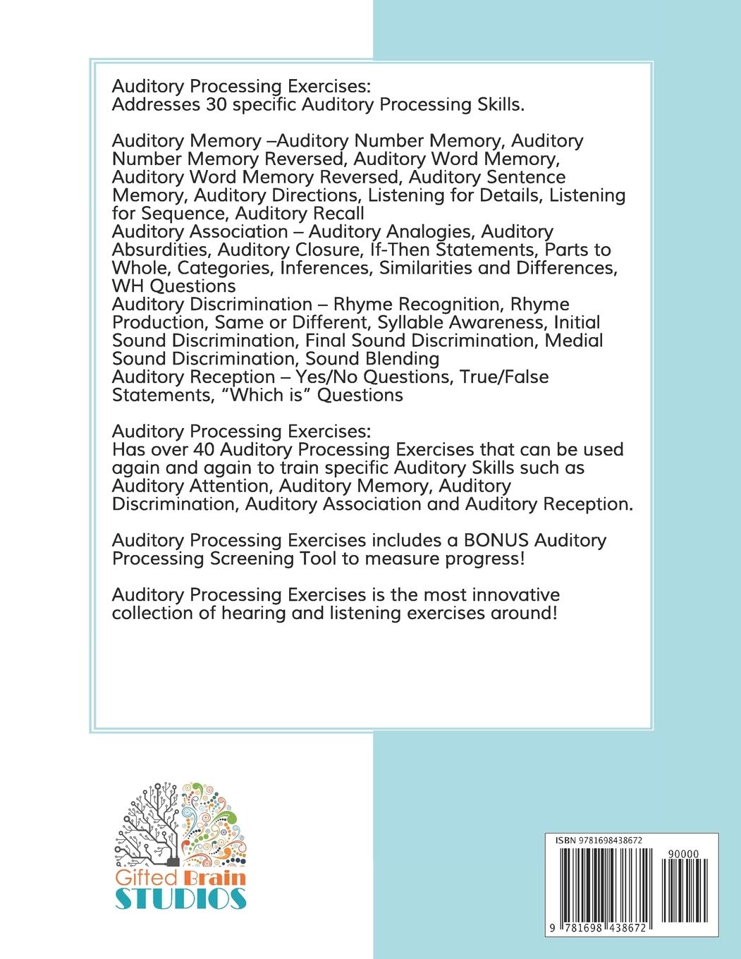 Auditory Processing Exercises: Exercises for Auditory Processing, Auditory Attention, Auditory Discrimination and Auditory Memory      Paperback – December 19, 2019
