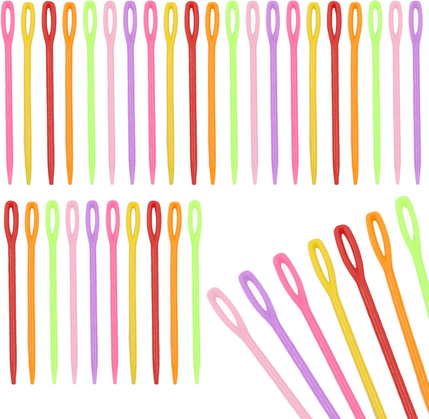 Litoexpe 50 Pcs 2.17" Plastic Yarn Needles, Large Eye Knitting Sewing Needles Colorful Safety Needles for DIY Sewing Handmade Crafts