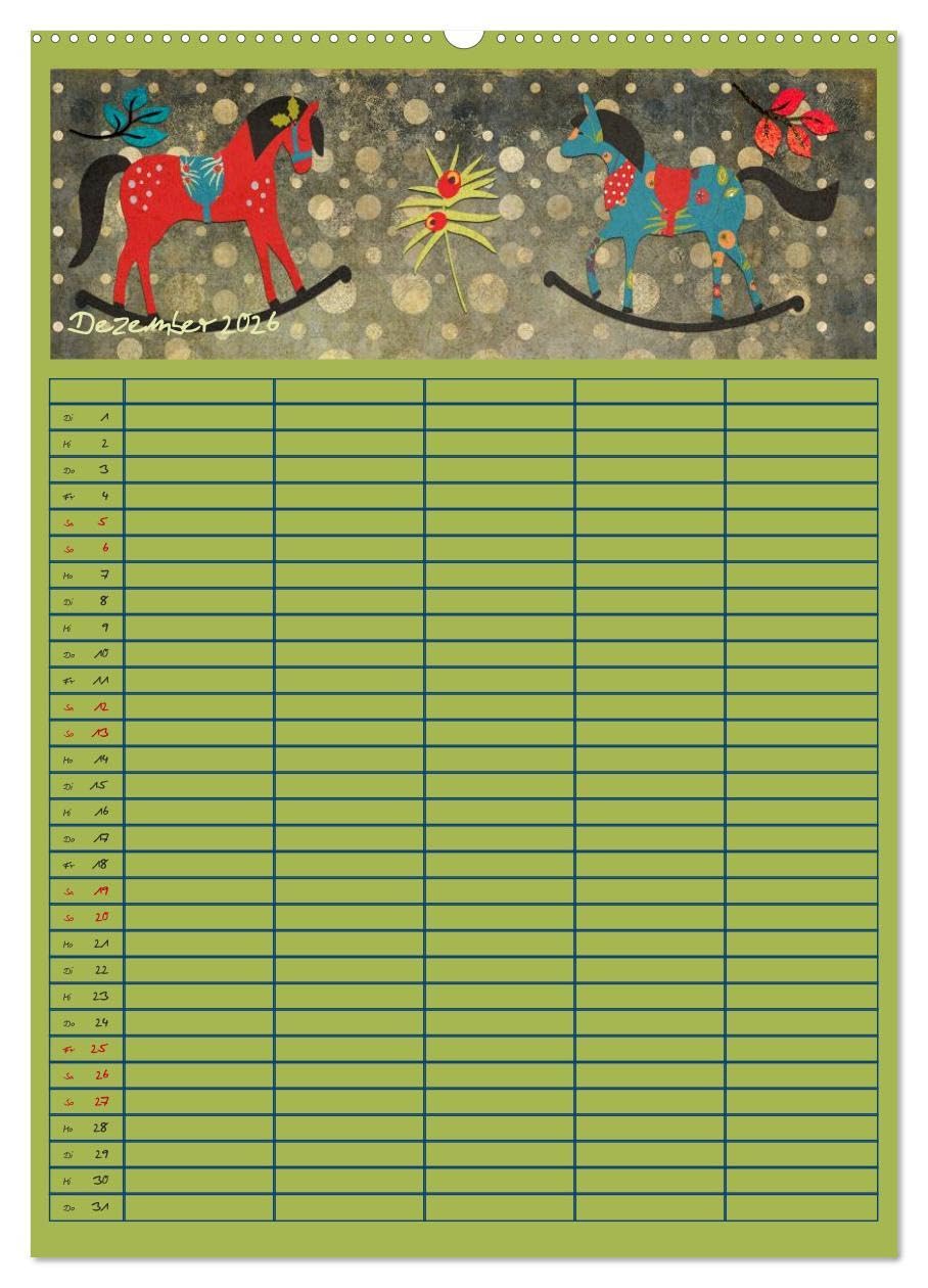 Unser buntes Familienleben (Wandkalender 2026 DIN A2 hoch), CALVENDO Monatskalender: Der farbenfroh und heiter illustrierte Monatsplaner für die ganze Familie (CALVENDO Spass)