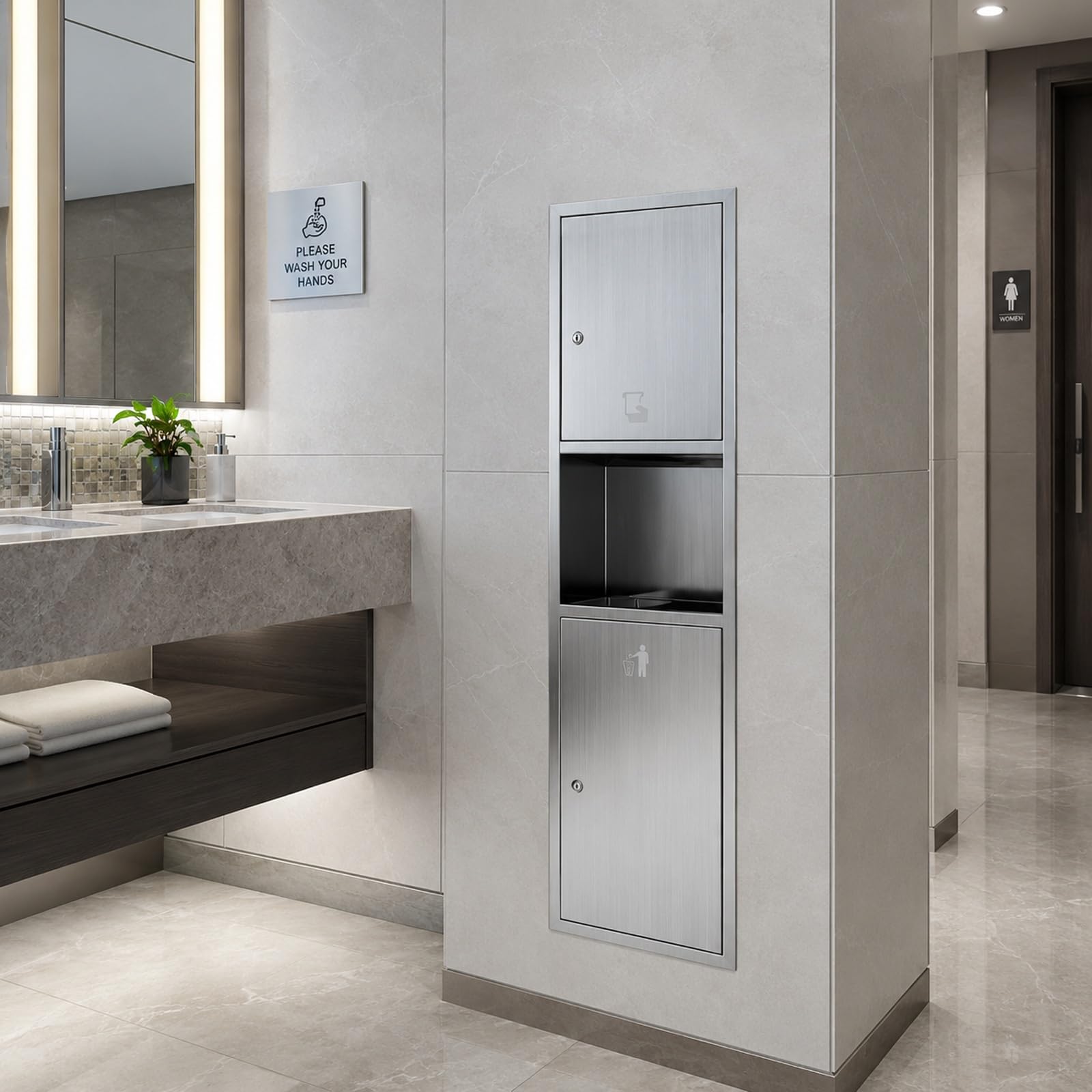 Recessed Toilet Roll Holder | Niche Trash Can | Ttrash Can Niche Bathroom