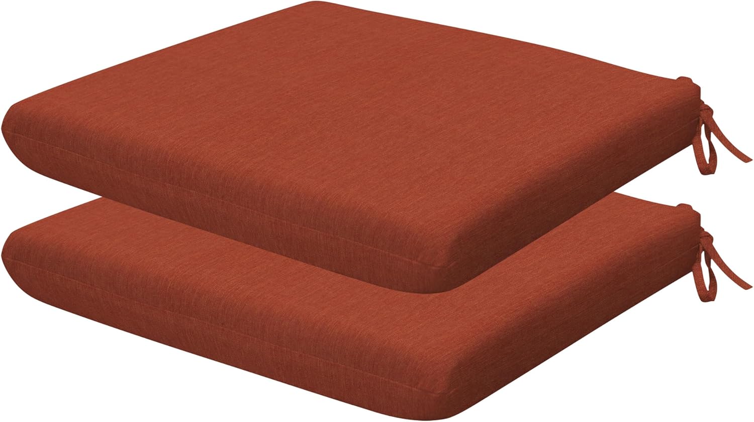 Honeycomb Outdoor Set of 2 Seat Pads, 18 x 17.5, Textured Solid Terracotta Universal Chair Cushions for Patio Furniture