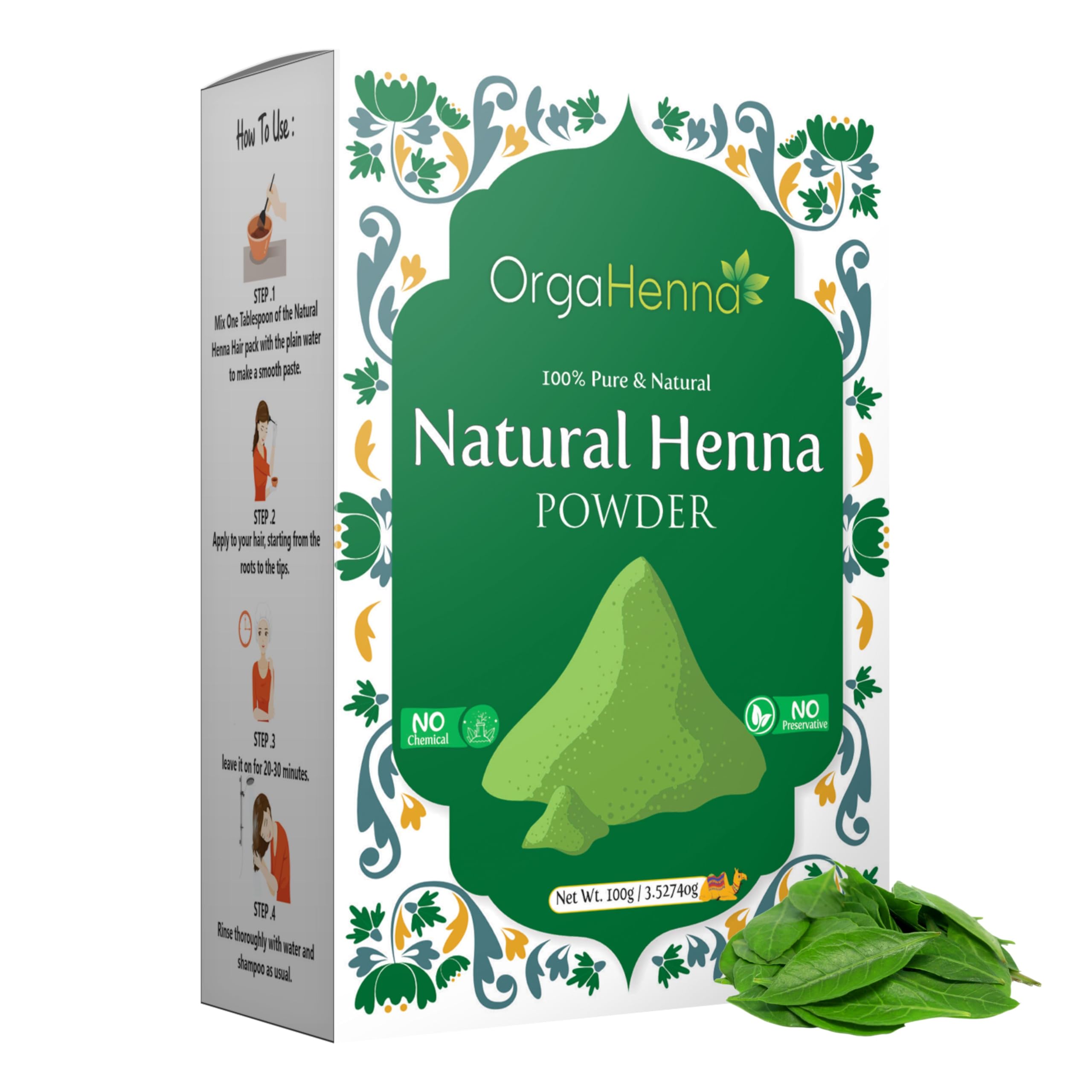 Orgahenna 100% Pure Henna Powder | Natural Mehandi for Hair Colour & Growth | Henna for Hair, Hands & Feet | Chemical-Free, Safe & Herbal – 100g-picture-31