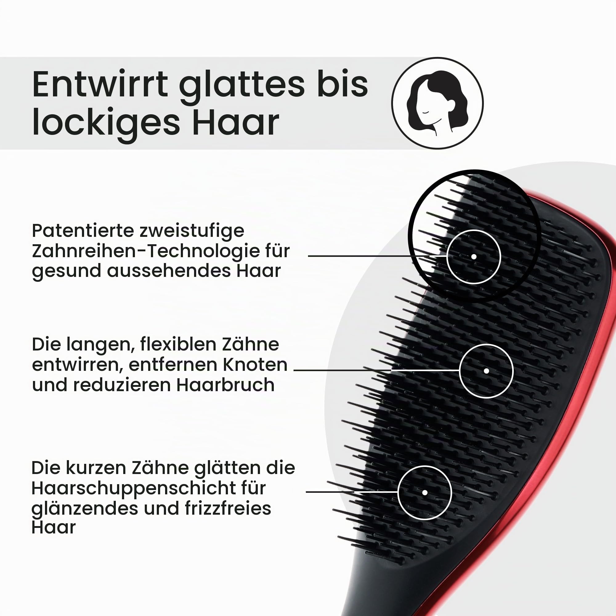 Tangle Teezer x The Devil Wears Prada Ultimate Detangler Haarbürste–Nasses & Trockenes Haar–Entwirrungsbürste für Alle Haartypen–Zweistufige Borsten Reduzieren Haarbruch & Knoten – rotes Chrom-Finish