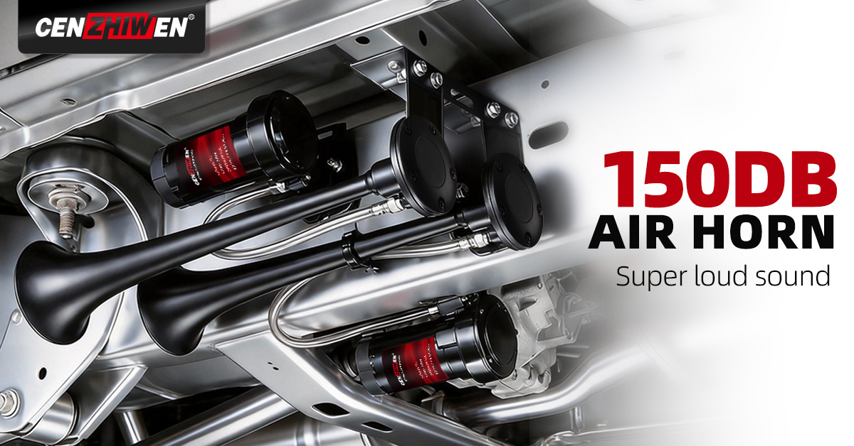 12V Dual 2-Trumpet Metal Air Horn for Truck with 2 Compressors