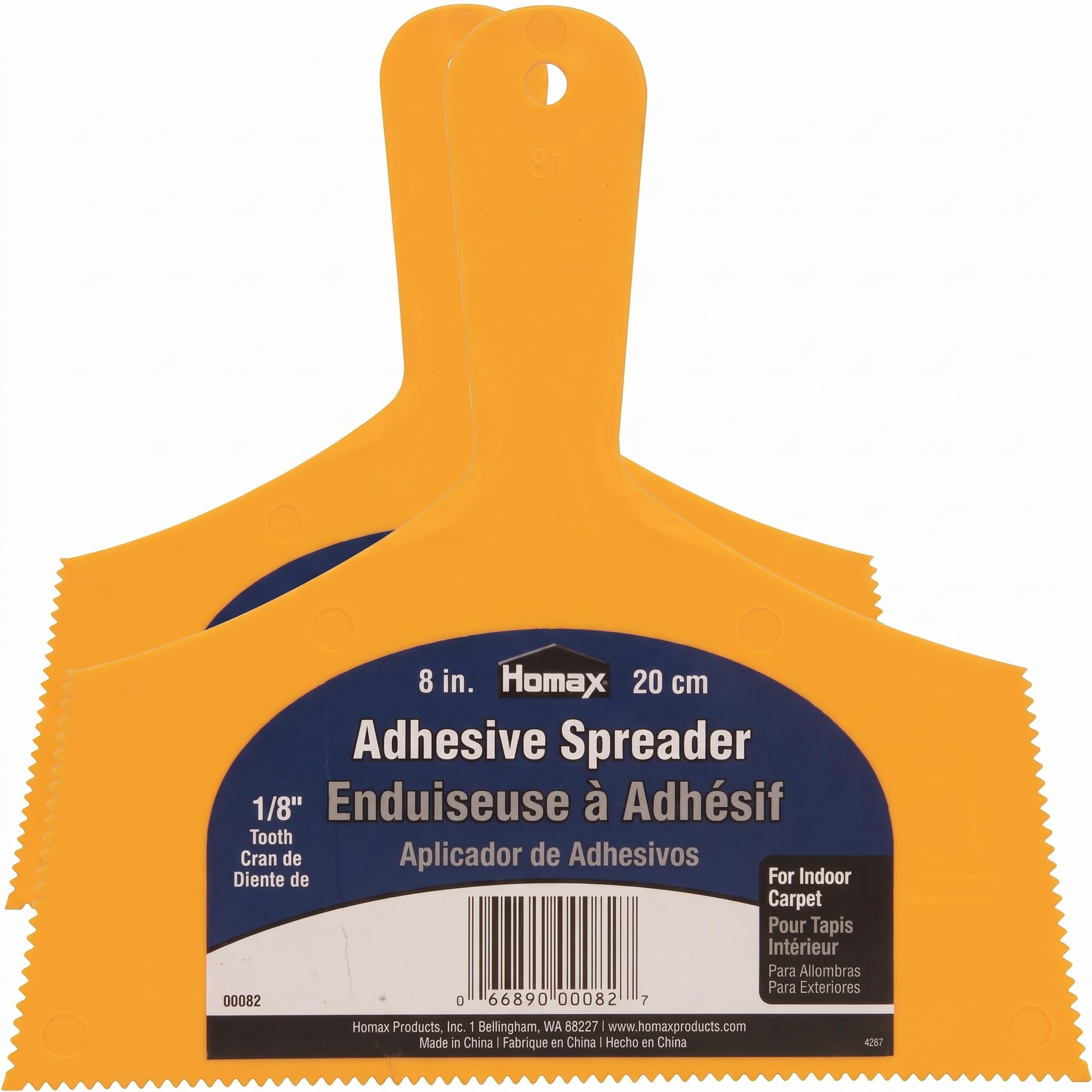 Homax Adhesive Spreader, Yellow, 8", 1/8" Tooth, Spreader for Indoor Carpet, 1 Count (Pack of 2)