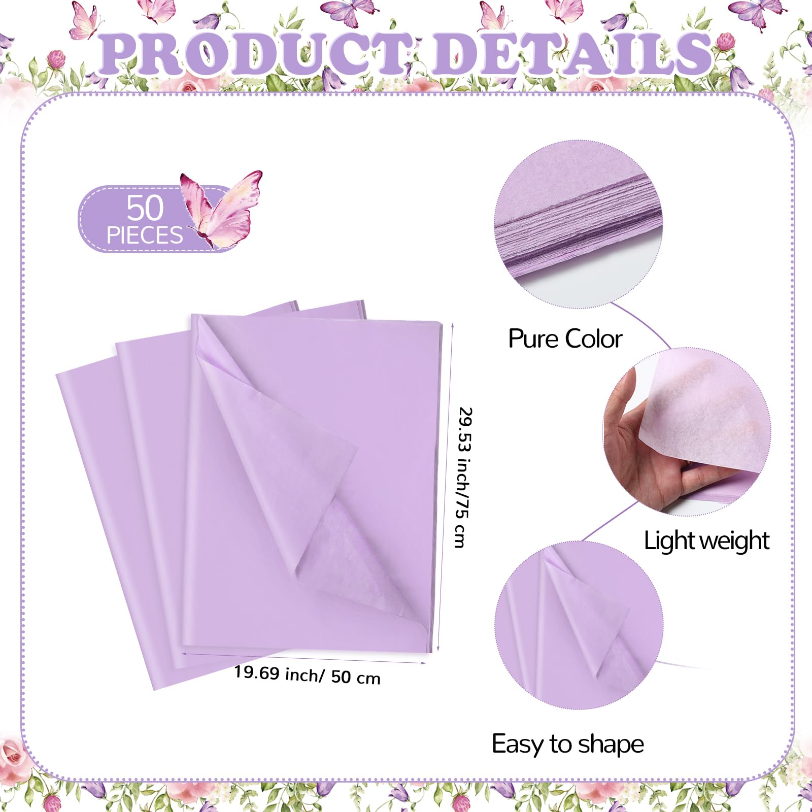 Engrowtic 50 Set Butterfly Baby Shower Party Gift Bags a Little Butterfly Is on Her Way Party Favors Purple Pink Floral Gift Bags with Handles for 50 Guests for Baby Shower Birthday Decorations