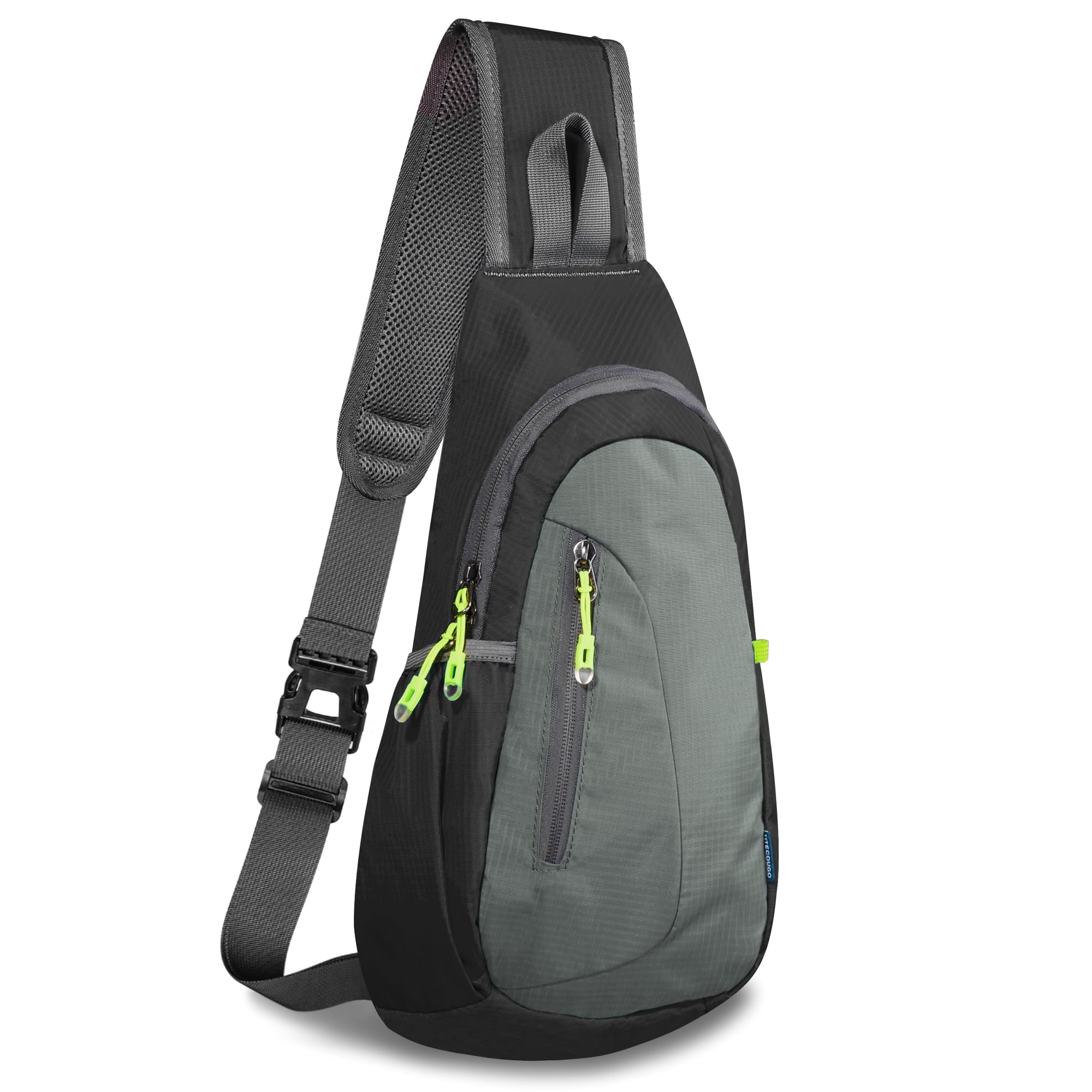 TITECOUGO Piccola borsa a tracolla, leggera borsa a tracolla per uomo e donna, borsa a tracolla per sport e attività all'aperto, nero/grigio scuro.