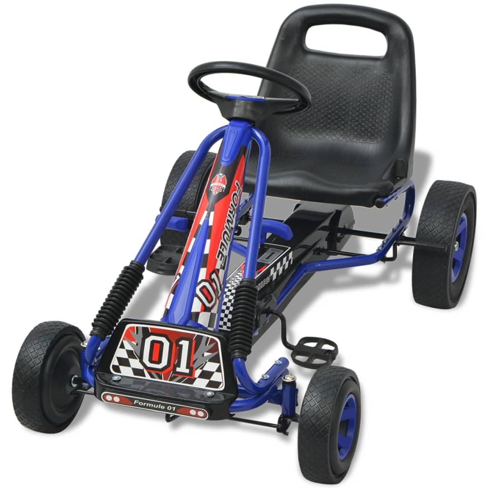 LAPOOH Gokart per Bambini, Freno a Mano, Regolabile in Altezza, Colore Blu, Grande, 80152
