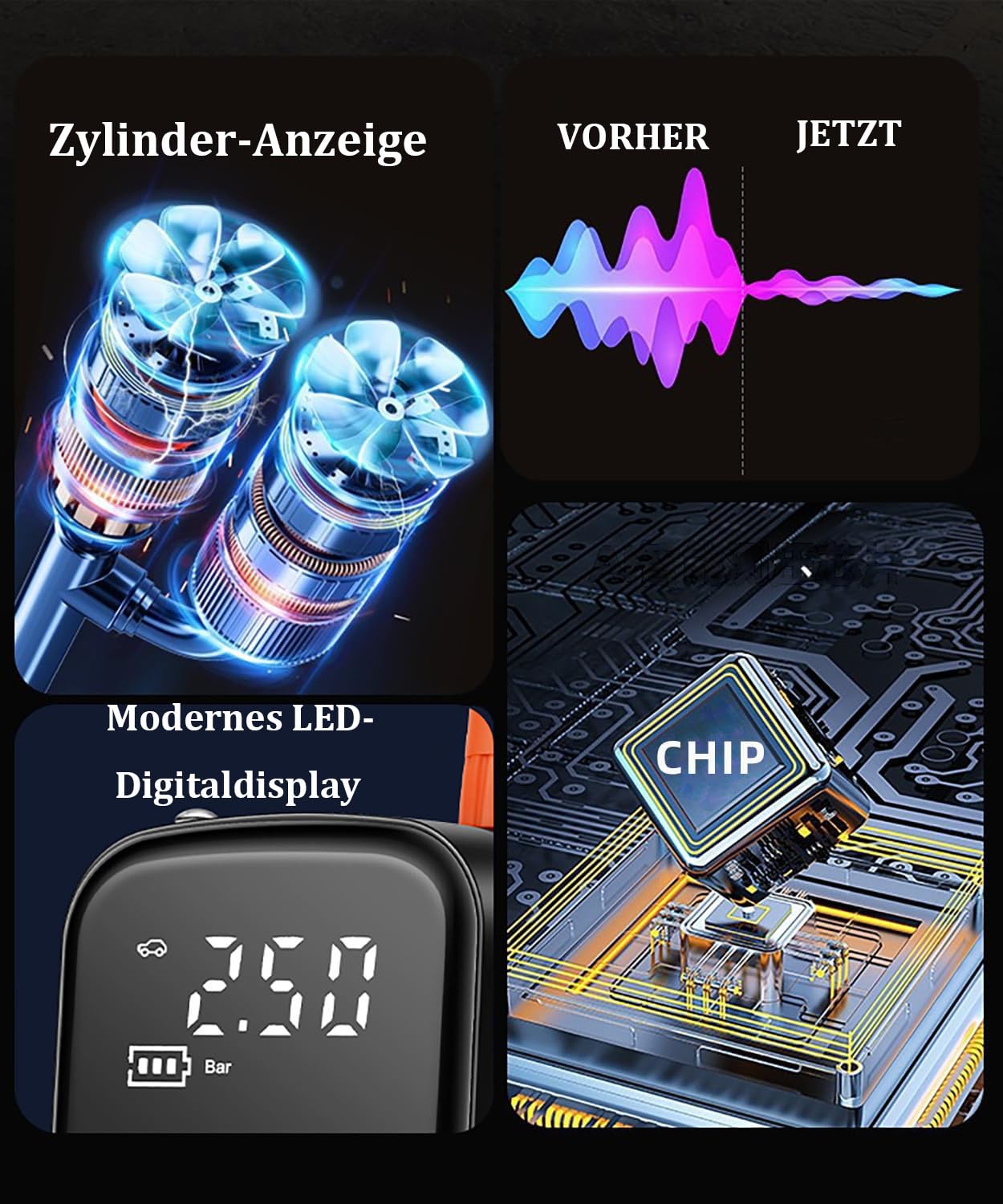 AI Ultra Reifenpumpe 150 PSI Akku Kompressor Elektrische Luftpumpe Auto fahrradpumpe SUP Sprachassistenz Digitalanzeige Powerbank LED SOS Schnellladung mini Kompressor Schlauchboote Zelte Kite Wings