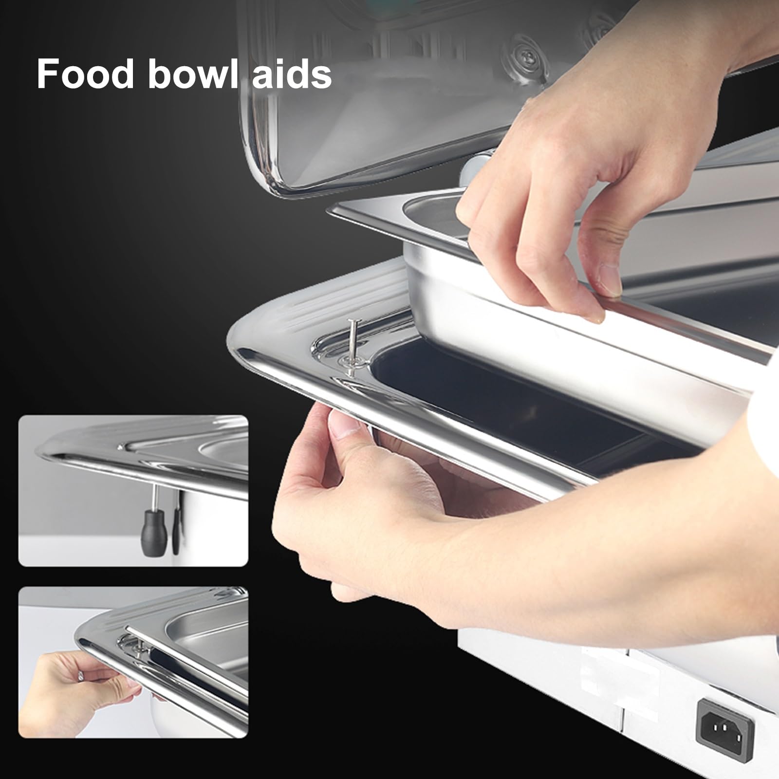 Scaldavivande Elettrico Professionale 304 Acciaio Inox Idraulico Chafing Dish all in One Touch Control Elettrico Scaldavivande da Cucina per Party, Catering(13.5L/3)