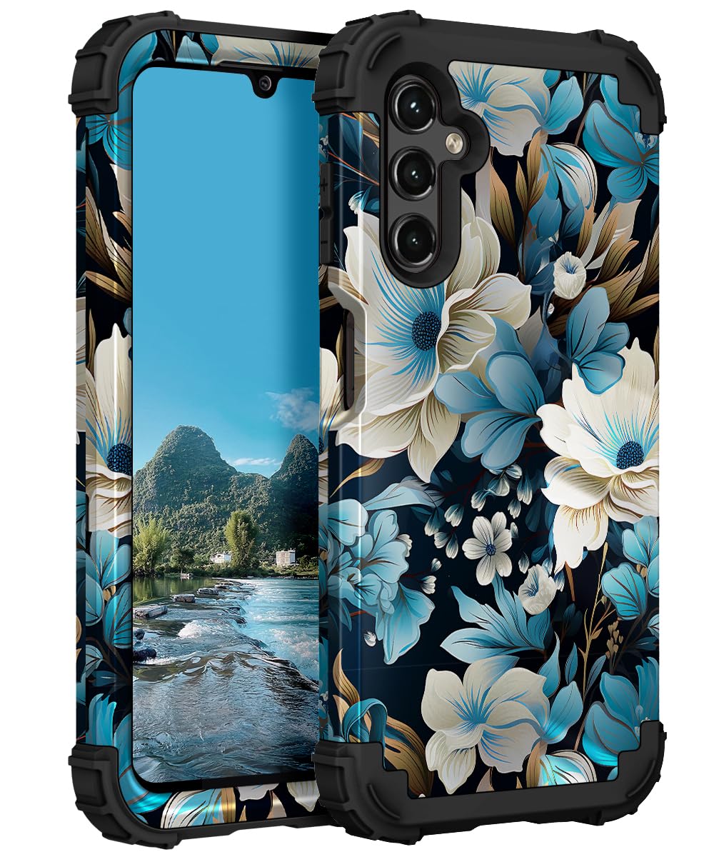PIXIU Unique Flower Pattern Compatible with Samsung Galaxy A15 5G case, Heavy Duty Dual Layer Shockproof Full-Body Protective Sturdy Hybrid Cute