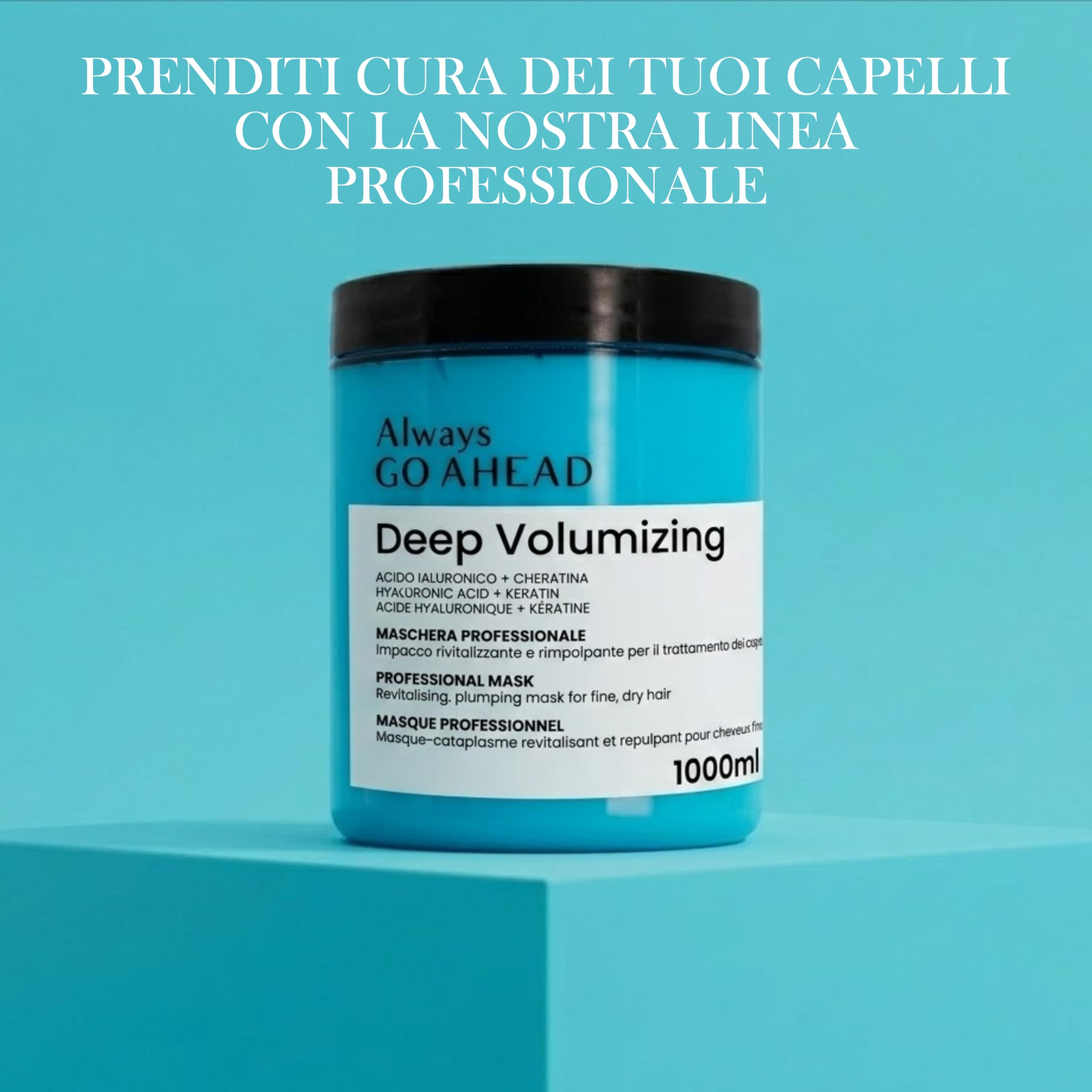 DEEP VOLUMIZING Linea Professionale Maschera Capelli Volumizzante 1000 ml – Capelli Fini e Senza Volume – Con Acido Ialuronico e Cheratina – Nutre e Districa Senza Appesantire – Uso Frequente