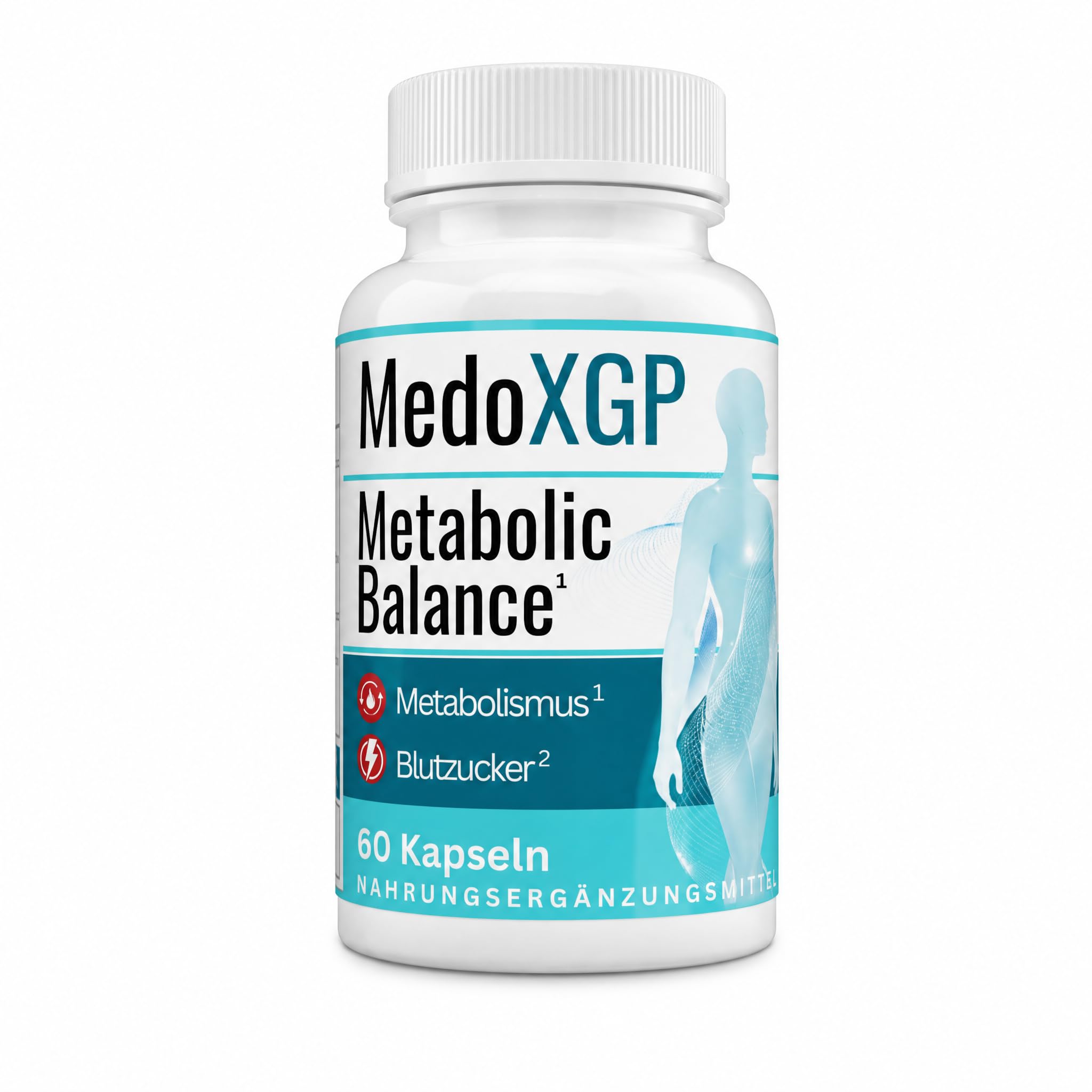 MedoXGP Metabolic Balance Nahrungsergänzungsmittel mit Jod, Grüntee- & Grünem Kaffee-Extrakt, L-Carnitin, Cholin – 60 Kapseln