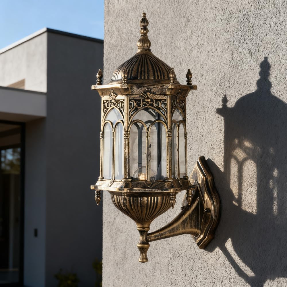XINYASEE Retro Classic Outdoor Wall lamp, Metal and Glass Exterior Wall Lamps, Waterproof Decorative Lighting Fixture, Suitable for Courtyard, Porch Entrance, Vintage Architectural Wall lamp.(BD-35)