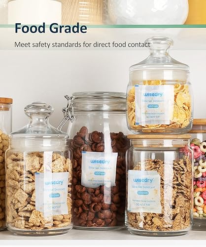 Vista 2 de wisedry 10 Gram [30 Packs] Silica Gel Desiccant Packets Reusable for Moisture with Color Indicating Rechargeable Small Dessicant Packs Food Grade