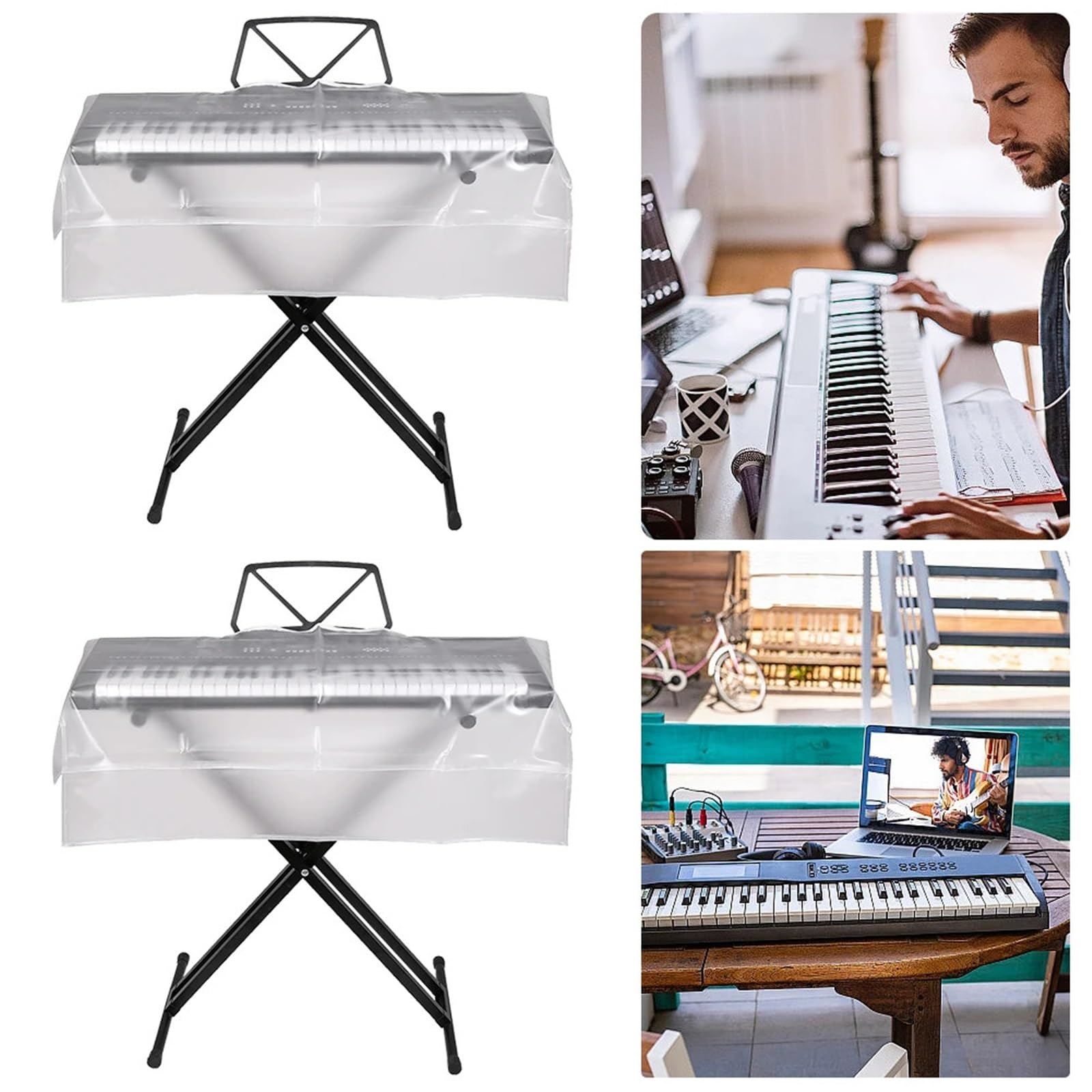 Piano Numérique Antipoussière Couverture Housse de clavier transparente givrée for Piano, 61/88 touches, protection numérique contre la poussière for électronique(88 Keys)