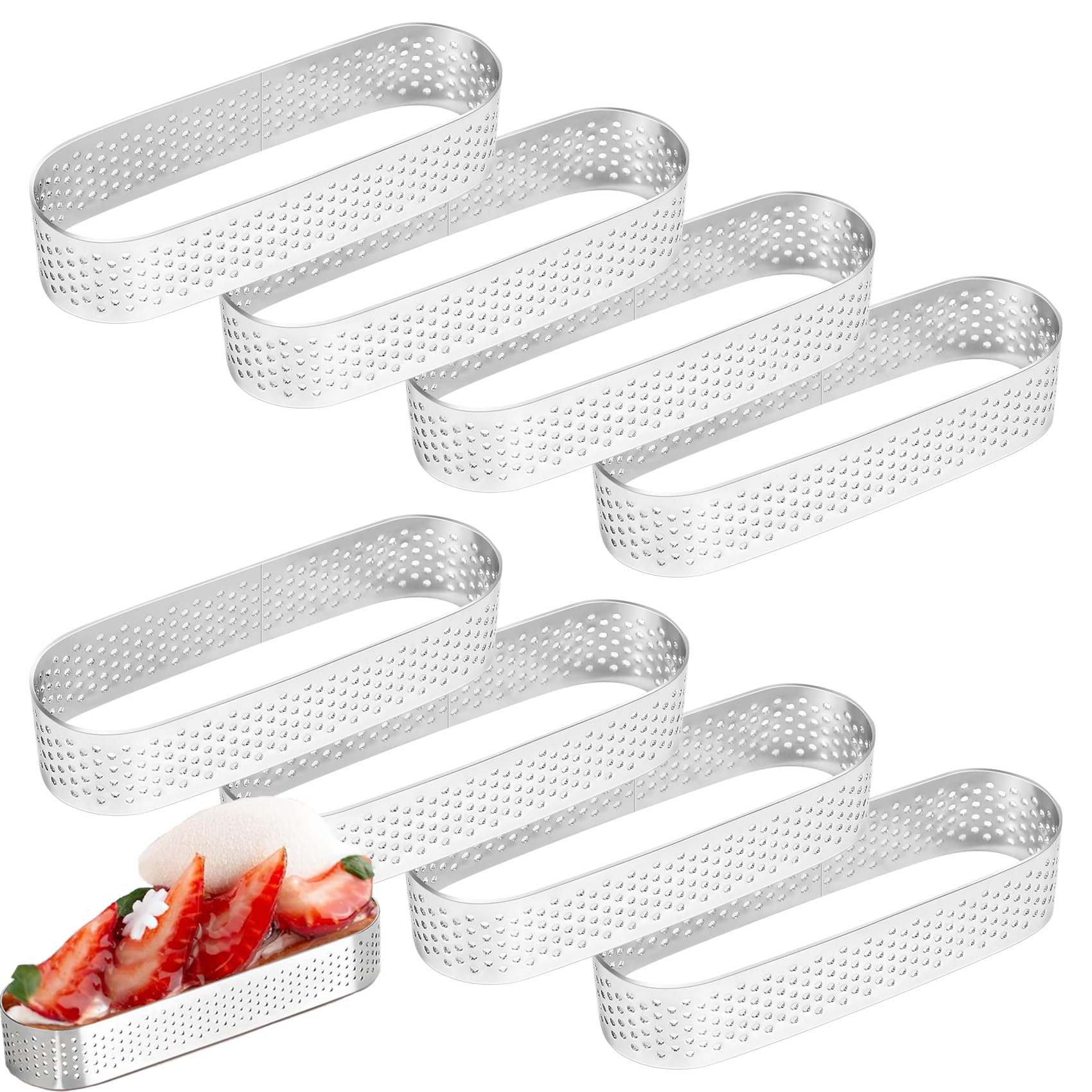 Torribaly – 8 Anneaux à Tartelettes Ovales En Inox – Moules à Desserts Pratiques Et Durables