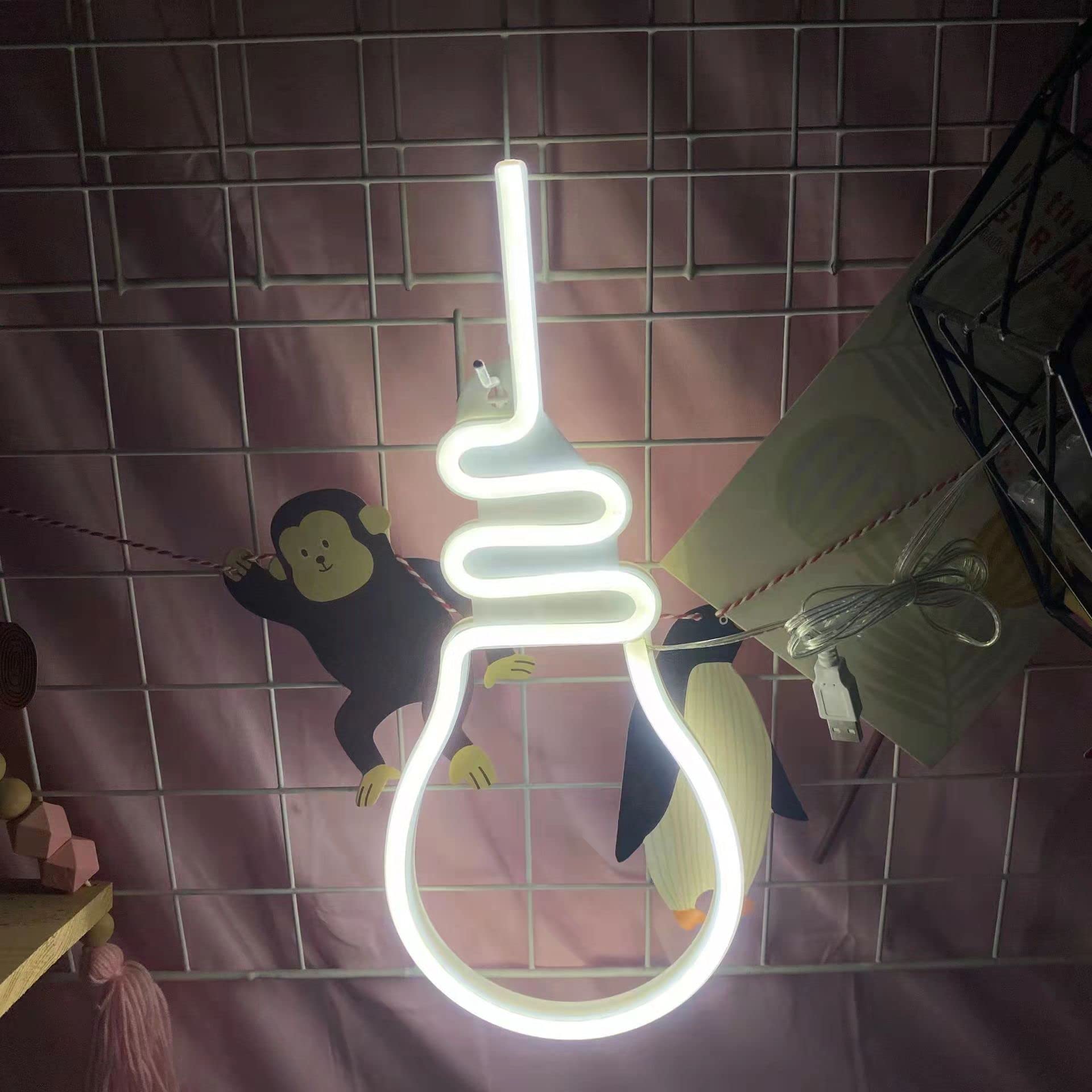 Łańcuch świetlny LED, neonowe żarówki, oświetlenie ścienne do sypialni, dekoracja ścienna, salon, bar, impreza (kolor gorący)