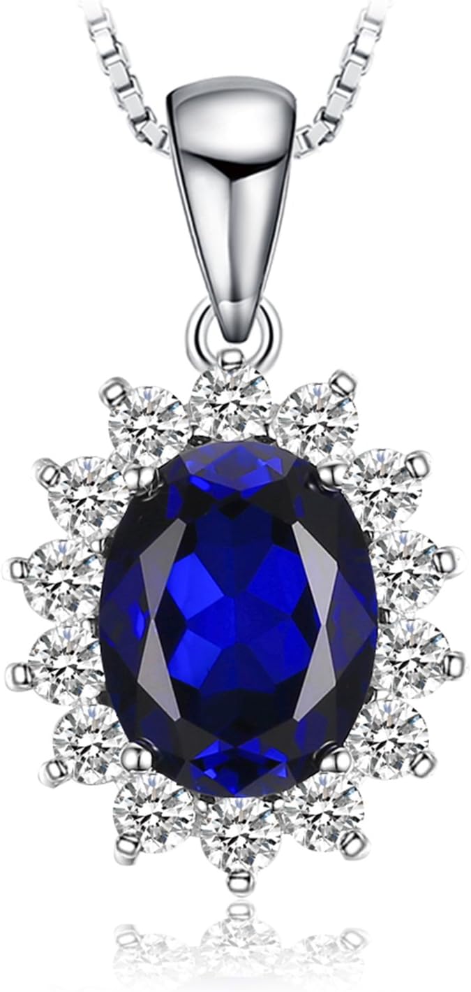 Gemstones Stone Birthstone Statement Necklace for Women 925 Sterling Silver Halo