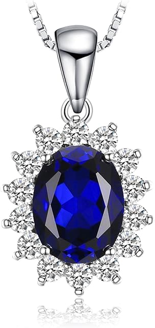 JewelryPalace Princess Diana William Kate Created Sapphire Emerald Gemstone Pendant Necklace 925 Sterling Silver