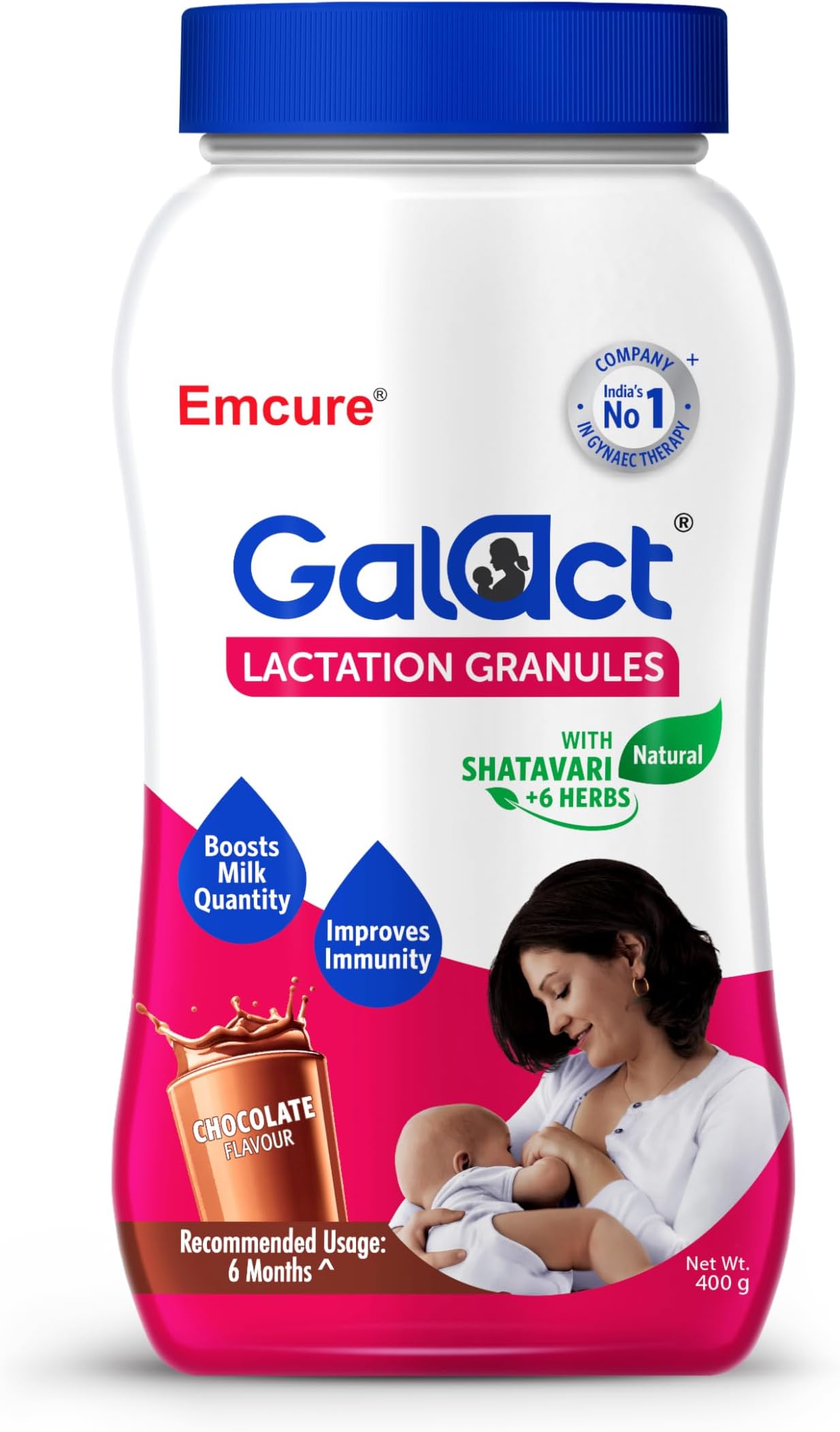 Galact Granules - Lactation Supplement with Shatavari to increase breast milk - Chocolate flavour 400g