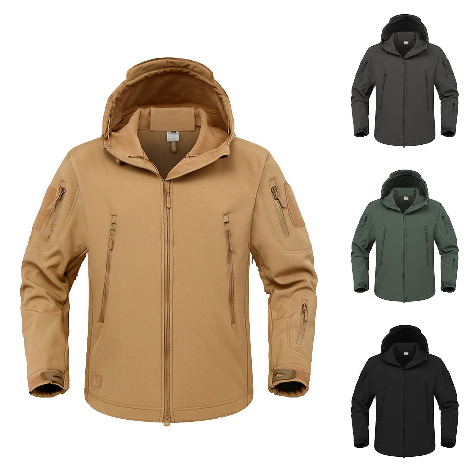 Generisch Freizeitjacke Herren Leichter, Übergangsjacke Herren Slim Fit, Outdoorjacke Mit Vielen Zipper Sweatjacke Winddicht Kapuzenjacke Einfarbig Arbeitsjacke Klassischer Bequeme Herrenjacke