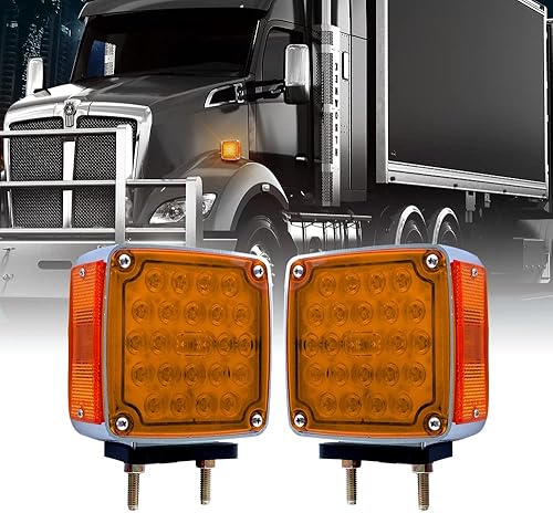 Abrams Luces de pedestal para camiones – 50 luces LED cuadradas de doble cara – Señal de giro ámbar, estacionamiento, parada, freno para remolque,