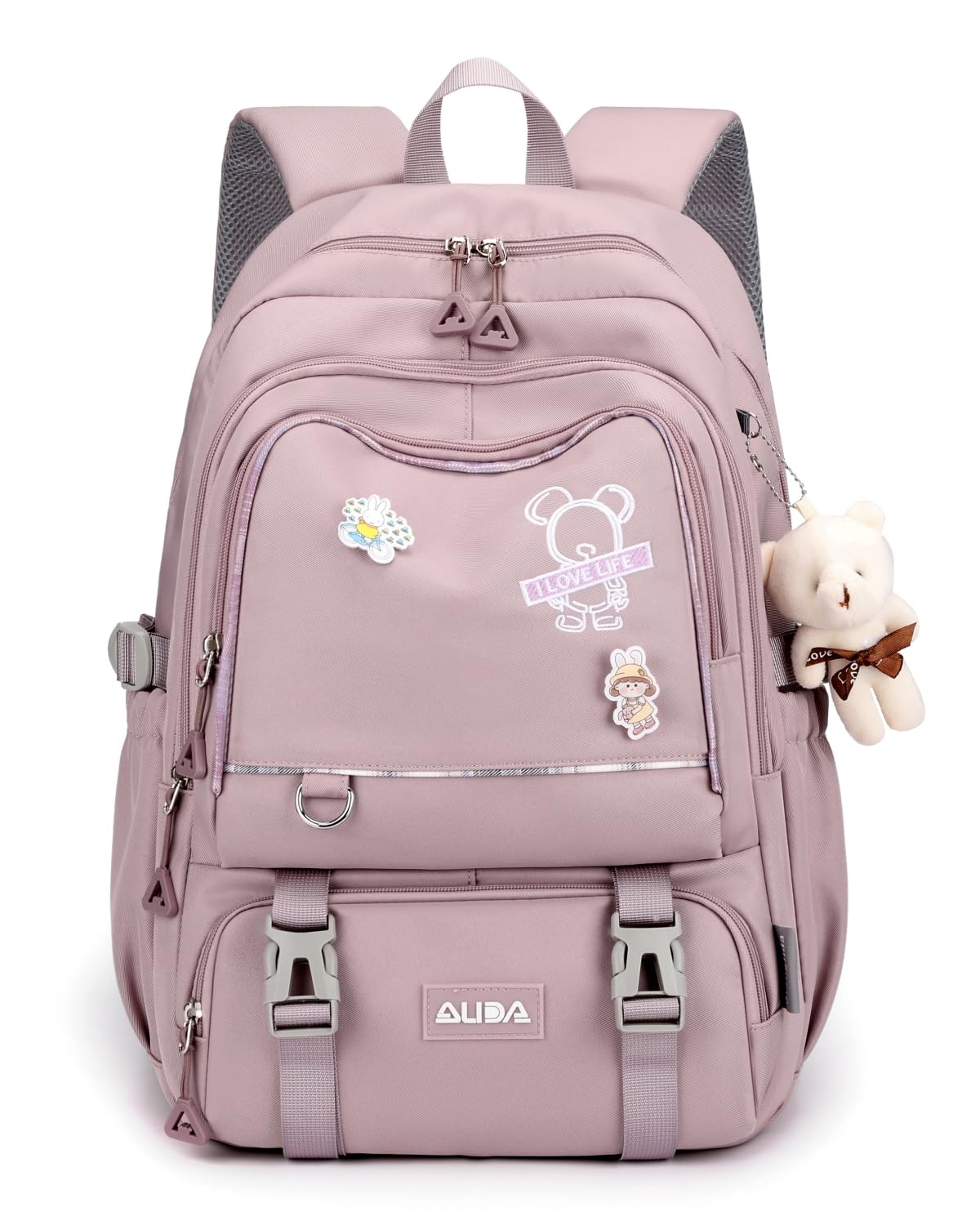 Amythe Mochilas Escolares Niñas Adolescentes 10 12 16 18 años Mochila de Viaje de Primaria Secundaria Instituto, Ligera Mochila Chicas Grande Impermeable de Moda - Morado