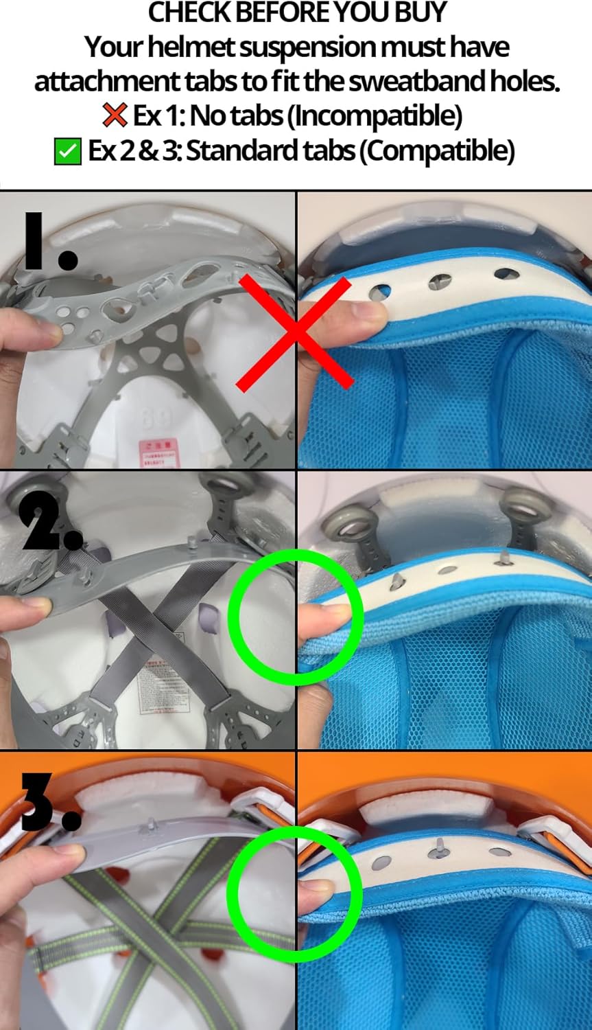 [HW GLOBAL] Hard Hat Cap Insert Liner Sweatband, Breathable Air Mesh Cooling Top Pad, Washable Microfiber Soft Cotton Sweat Absorber Towel, Construction Safety Helmets Head Protection (3 Pack)