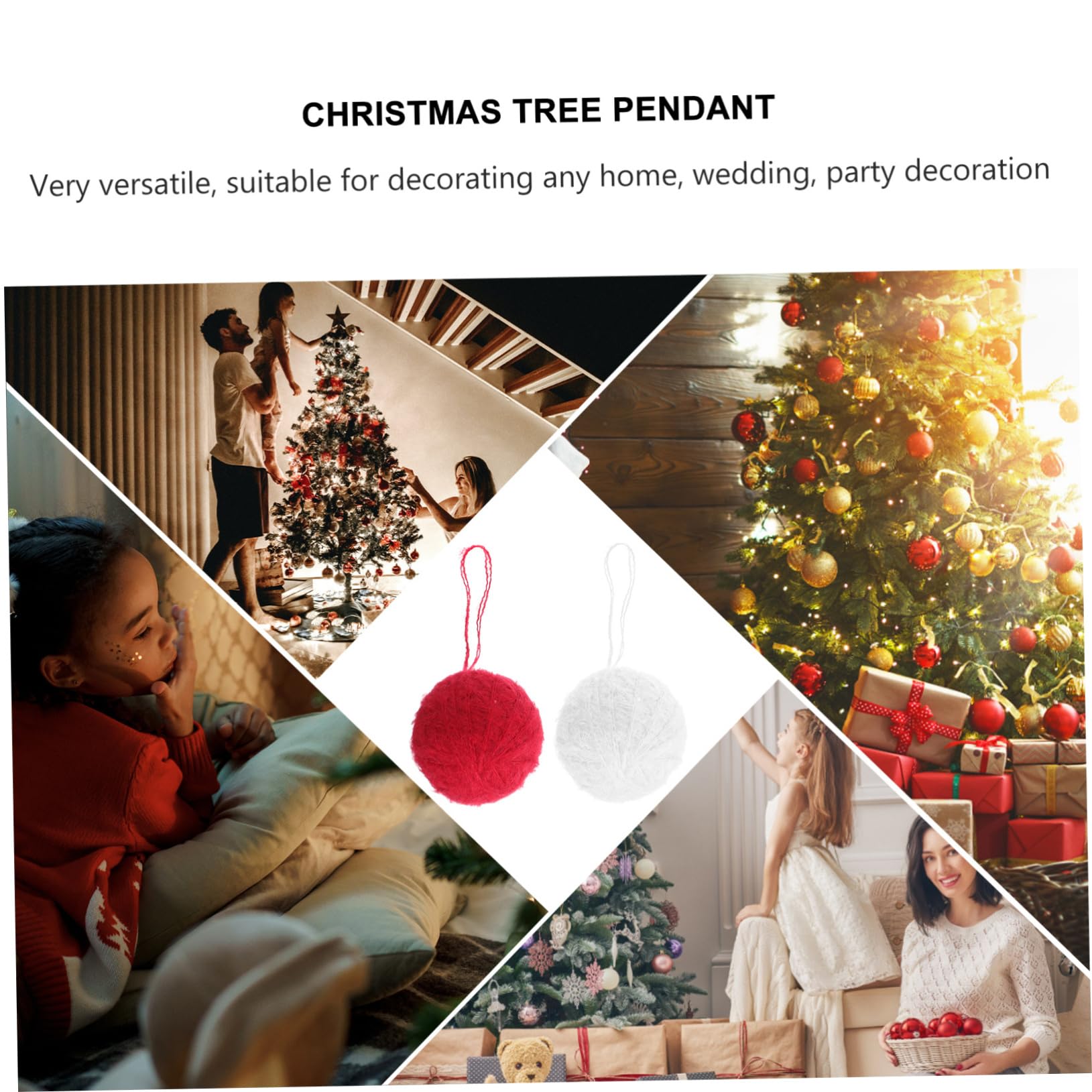 Cabilock 6 Sätze Wollknäuel Weihnachtsdekoration Weihnachtskugeln Lichterketten Aufblasbares Niedliches Raumdekor Weihnachtsbaumteppiche Weihnachtsbeleuchtung Herbstschmuck 10 Stück * 6
