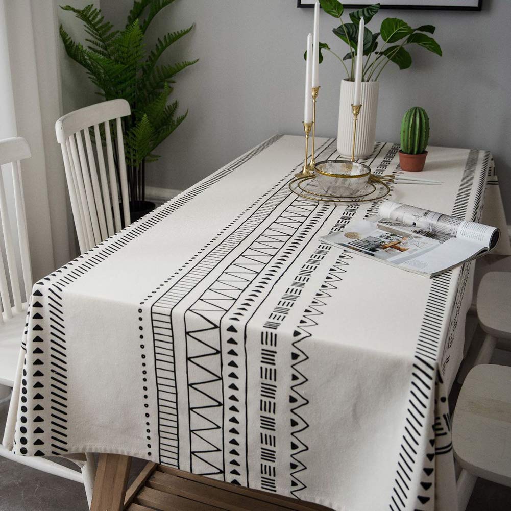 Tovaglia di Lino in Cotone Tovaglia da Tavolo Rettangolare da Cucina Lavabile Decorazione Domestica Tovaglietta da caffè Stuoia da Picnic all'aperto, 140 * 250cm