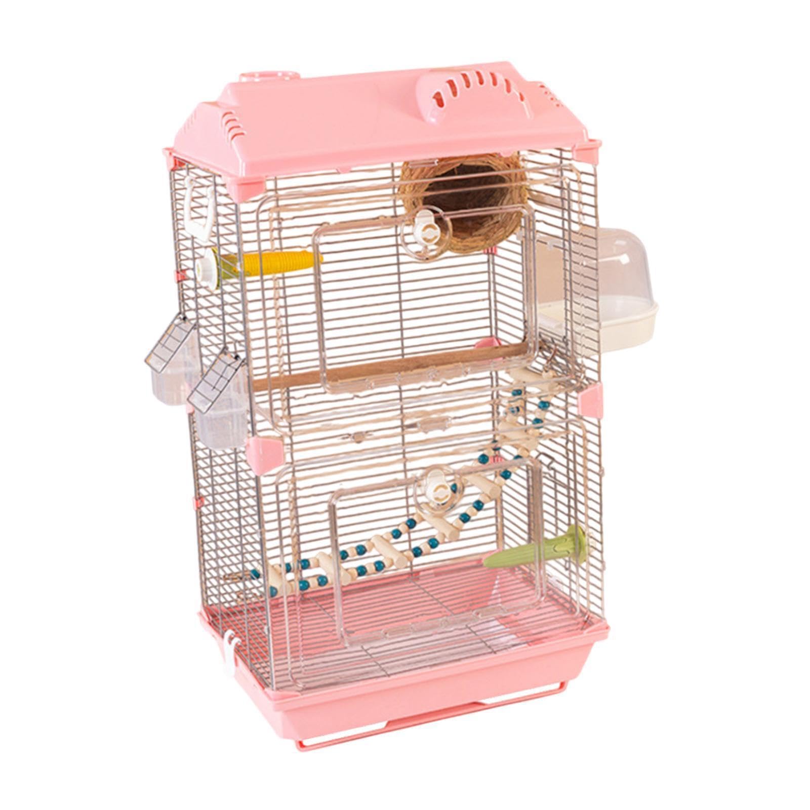 Gabbia per uccelli artigianale, nido per pappagalli, ara, con supporto, accessori, facile manutenzione e buona ventilazione, robusta e portatile, mangiatoia per uccelli,